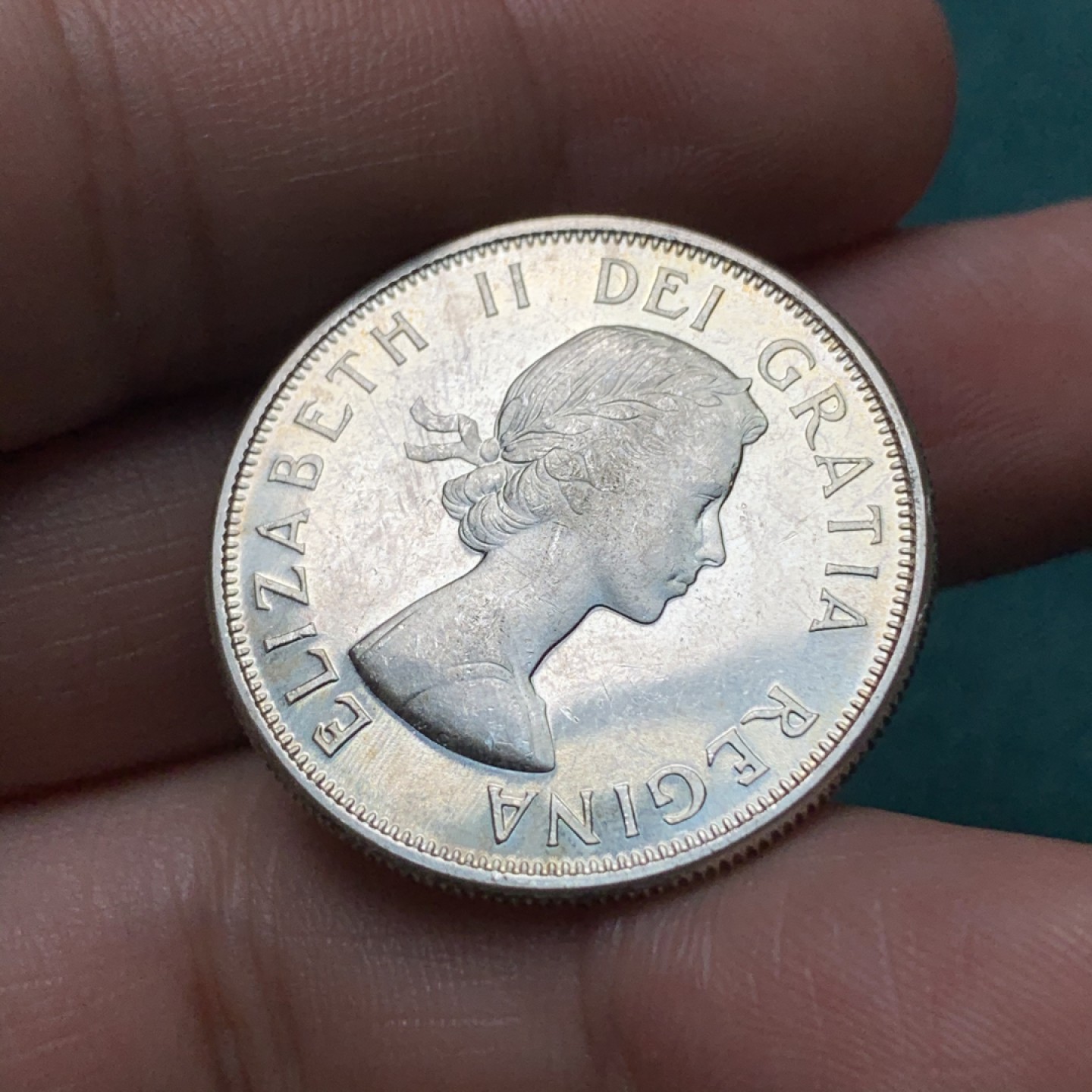 《竞宝斋》第167场-周日，周一，周四 3场 (全场包邮) 加拿大1964年50分半圆银币 全新银光耀眼 纹章非常漂亮