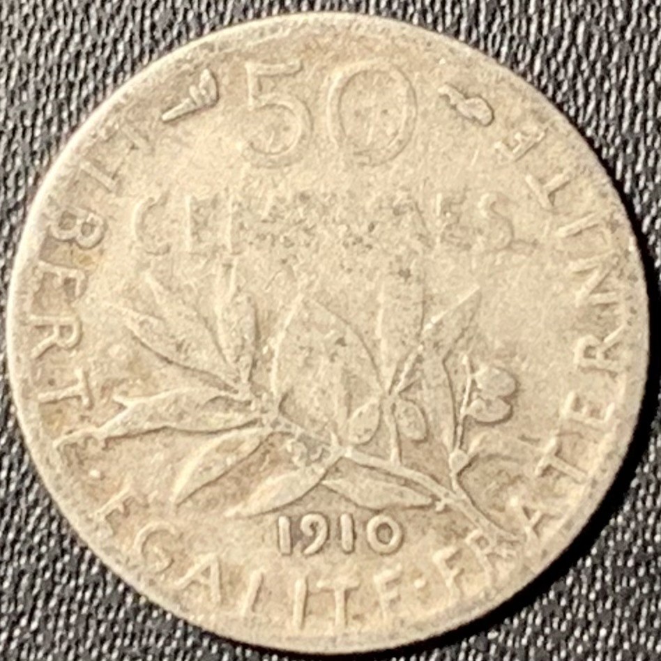 紫瑗钱币——第294期拍卖 法国 1910年 播种女神 50分 2.5克 0.835银