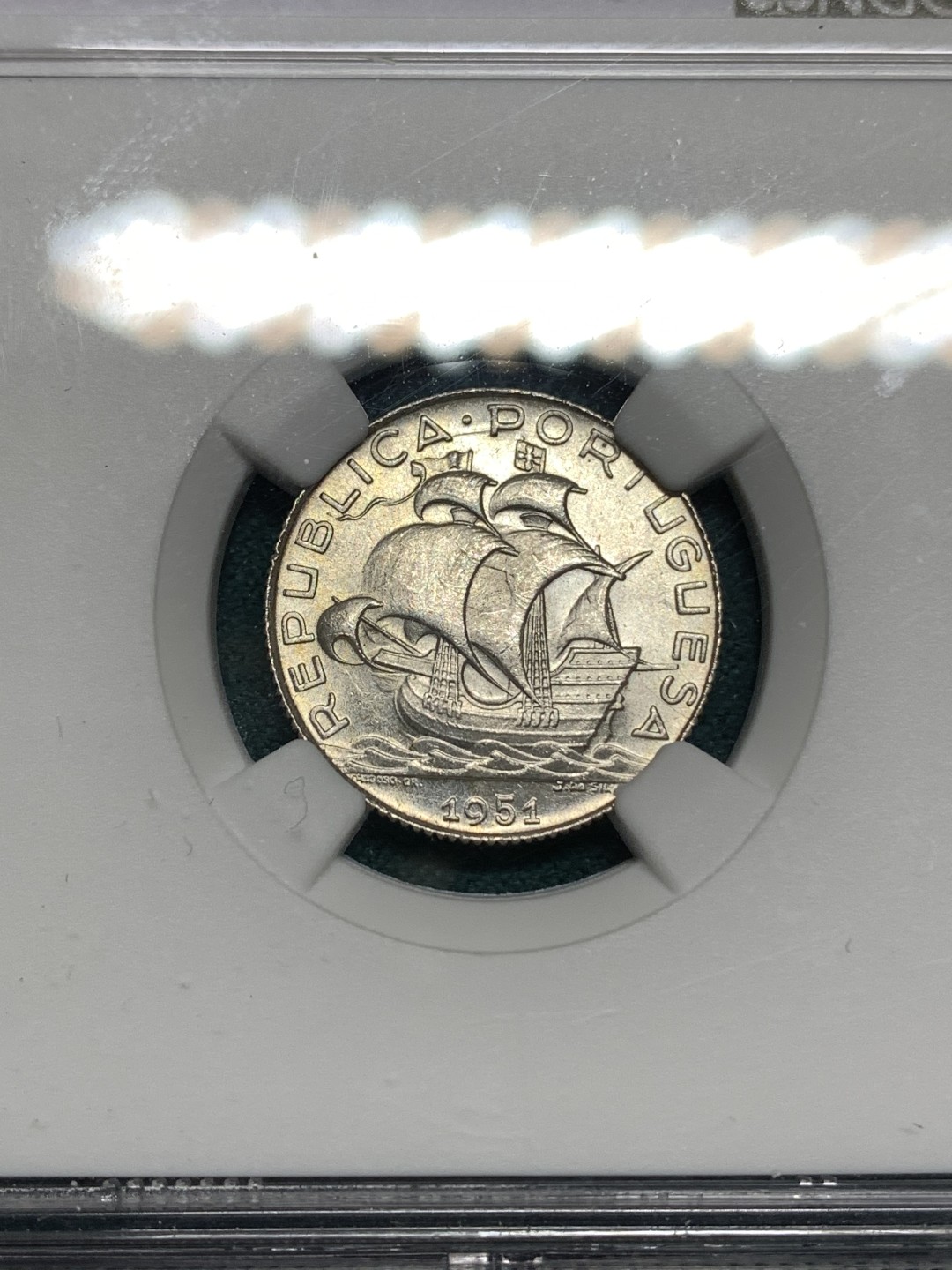 《竞宝斋》第167场-周日，周一，周四 3场 (全场包邮) NGC-MS65 葡萄牙1951年 大帆船2.5埃斯库多银币 可藏了