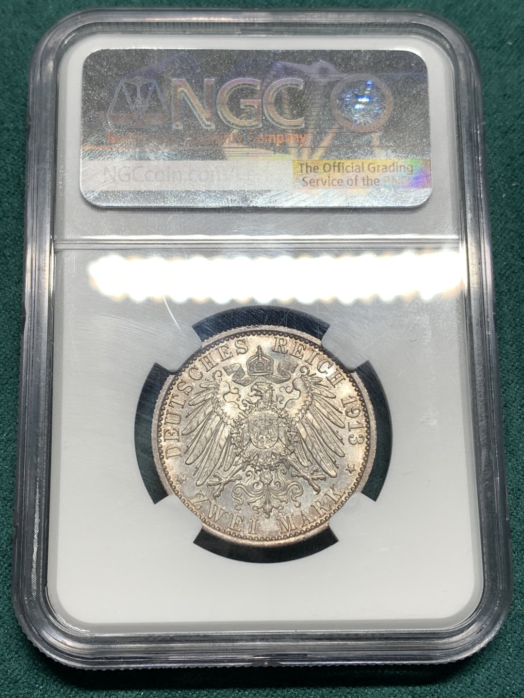 《竞宝斋》第167场-周日，周一，周四 3场 (全场包邮) NGC-MS64 德国 1913年 普鲁士 军装 2马克 银币 好彩