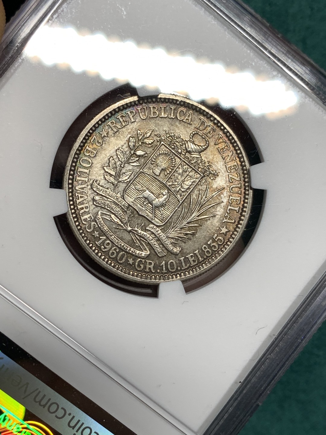 《竞宝斋》第167场-周日，周一，周四 3场 (全场包邮) NGC MS63 委内瑞拉 1960年 2玻利瓦尔 银币 高分好状态