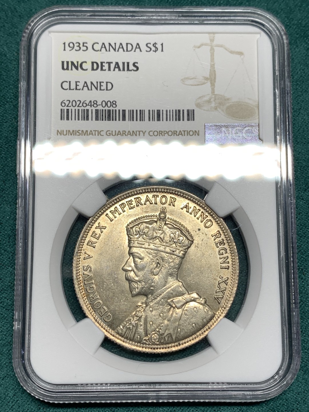 《竞宝斋》第167场-周日，周一，周四 3场 (全场包邮) NGC UNC 加拿大 1935年 乔五 划船 大银币