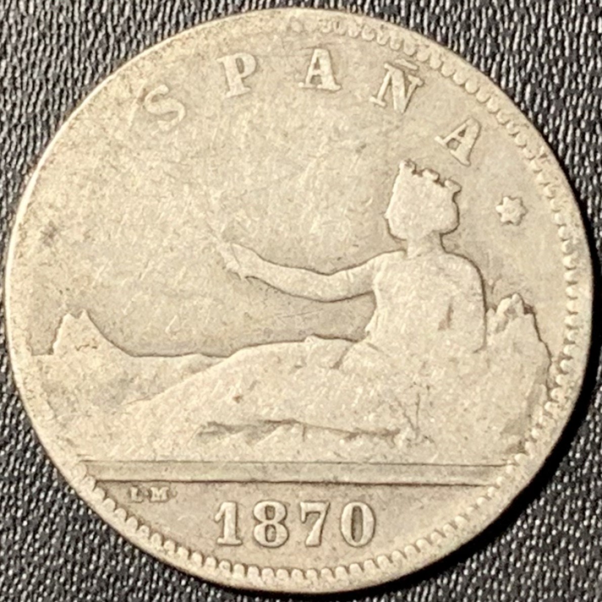 紫瑗钱币——第294期拍卖 西班牙 1870年 拿花女神 1比塞塔 5克 0.835银