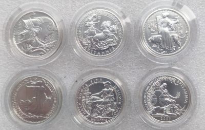 巴斯克收藏第126期 原包装纪念银币、套币 30/31/1号三场连拍 全场包邮 - 英国2007年1镑女神不同形象银币六枚套 原盒证书