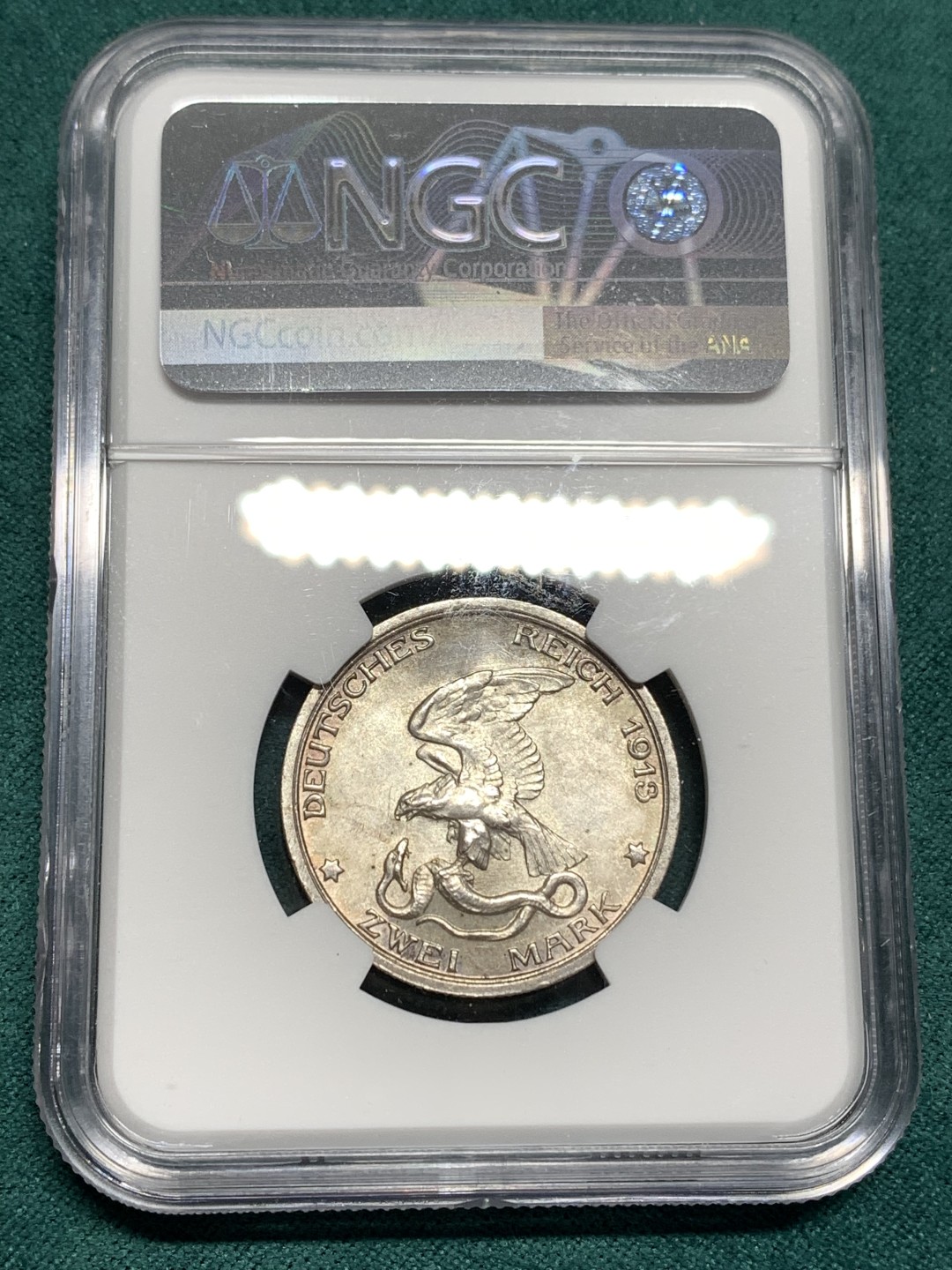 《竞宝斋》第167场-周日，周一，周四 3场 (全场包邮) NGC-MS64 德国 1913年 2马克 战胜拿破仑 银币 银光熠熠 底板完整 浮雕繁复 入门纪念马克