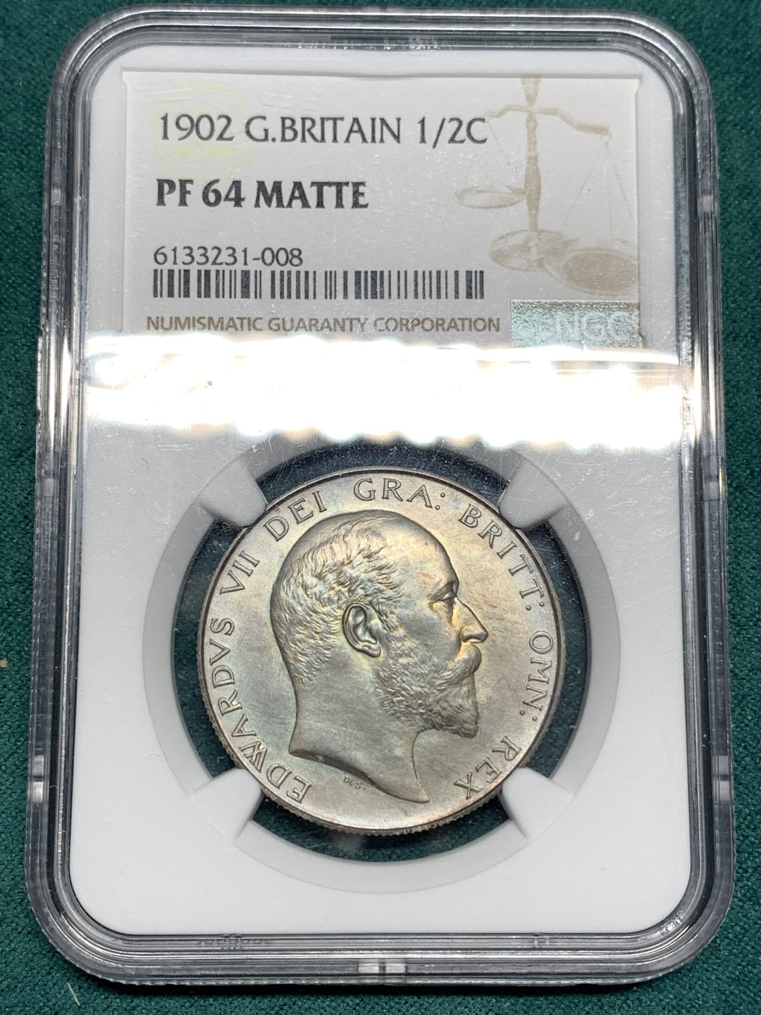 《竞宝斋》第167场-周日，周一，周四 3场 (全场包邮) NGC-PF64MATTE 英国1902年爱德华七世 精制1/2克朗
