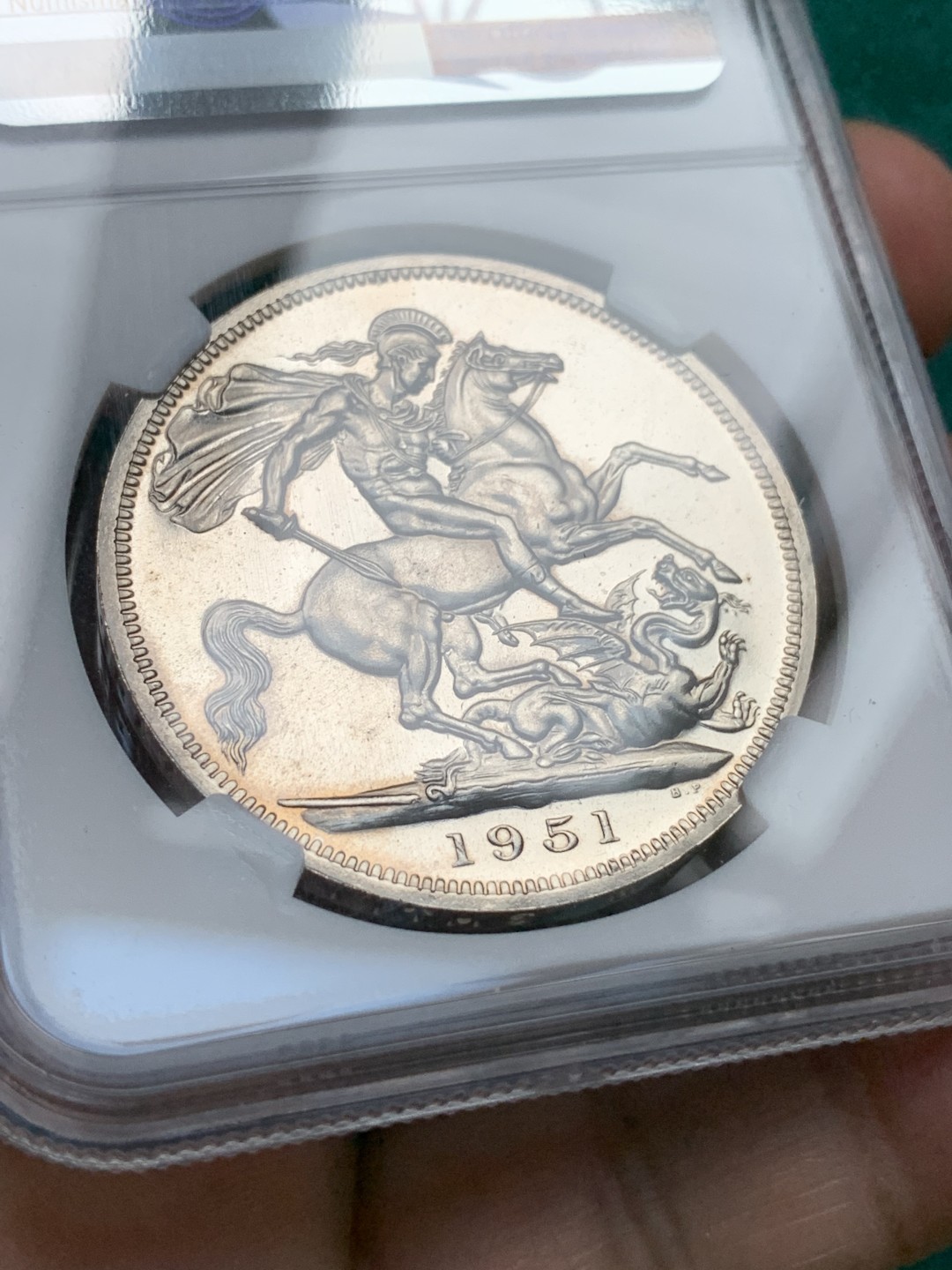 《竞宝斋》第167场-周日，周一，周四 3场 (全场包邮) NGC-PL64 英国乔六镍马剑 十分精美的马剑 盒证齐全