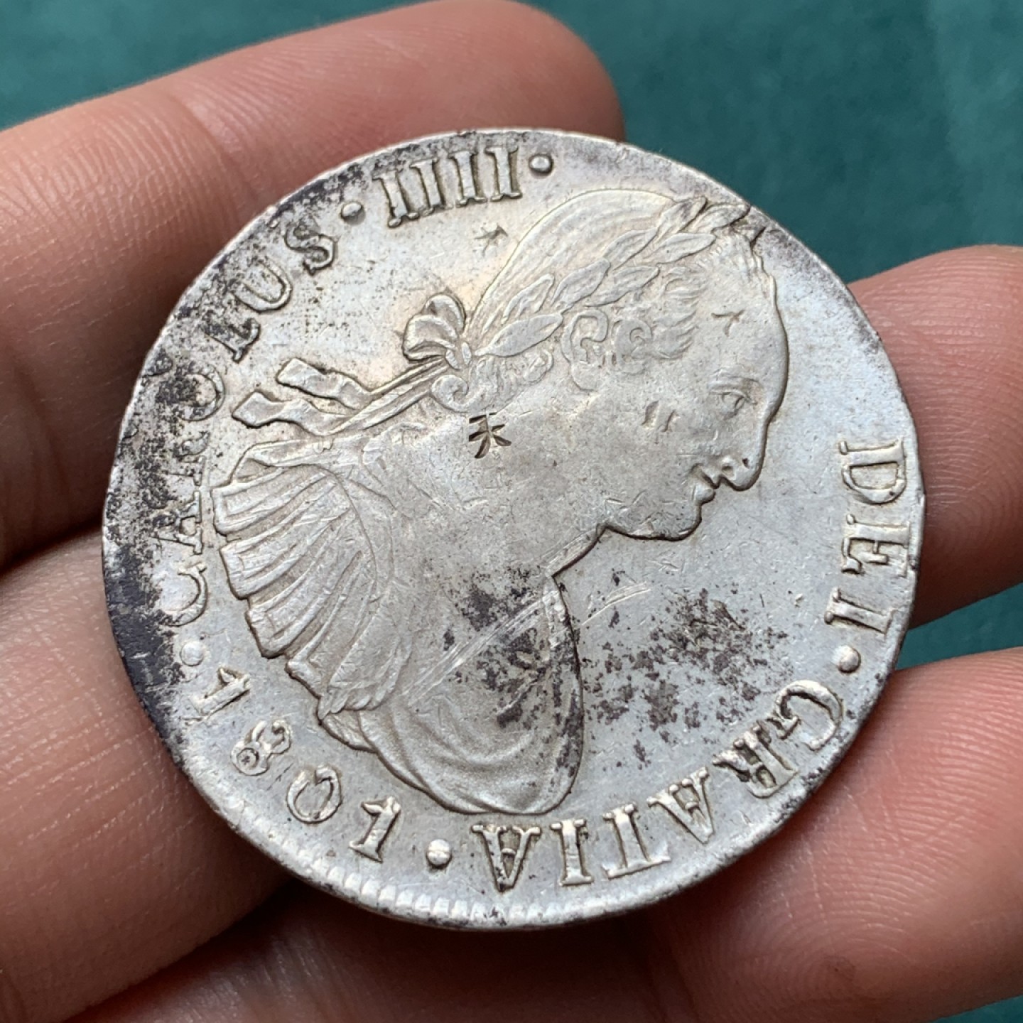 《竞宝斋》第167场-周日，周一，周四 3场 (全场包邮) 1801年卡洛斯四十8R老双柱银币 本洋 天字戳 币面还带点光