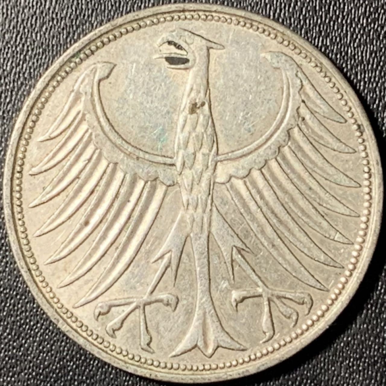 紫瑗钱币——第315期拍卖 联邦德国 1958年 G厂 流通 5马克 11.2 0.625银 少年份