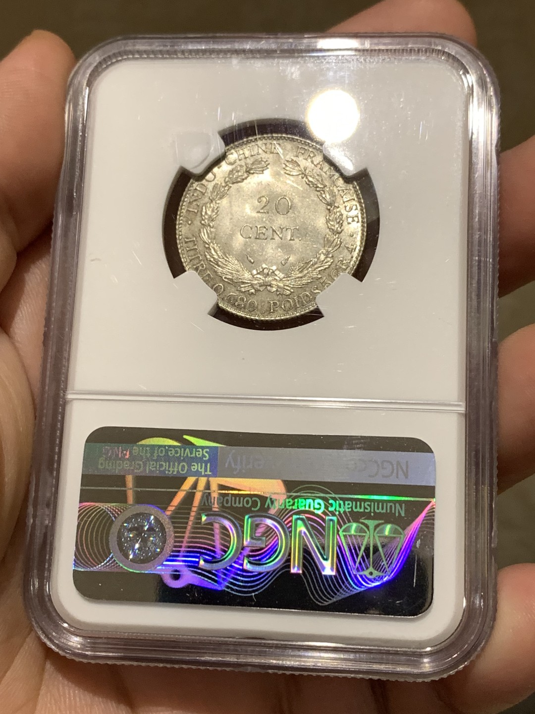 《竞宝斋》第167场-周日，周一，周四 3场 (全场包邮) NGC-MS64 法属印支1937年小坐洋 20分银币