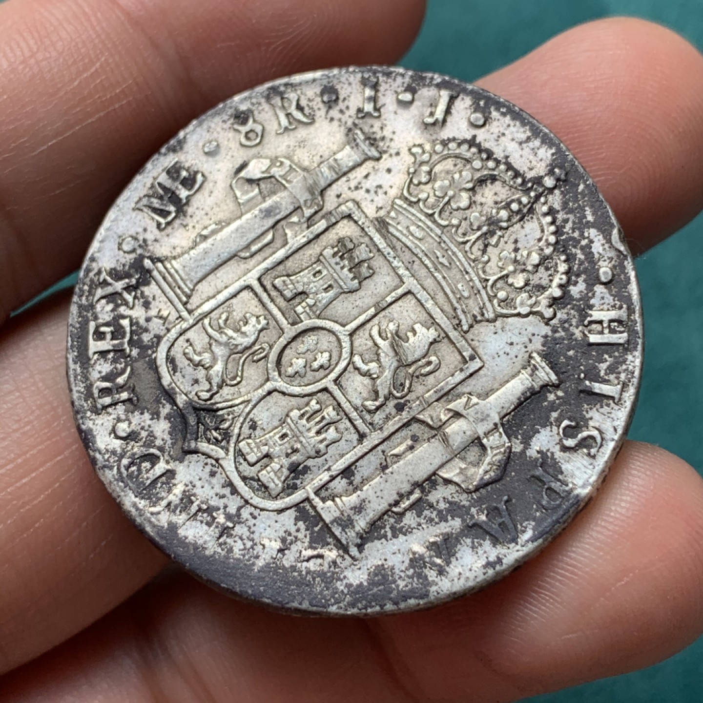 《竞宝斋》第167场-周日，周一，周四 3场 (全场包邮) 1801年卡洛斯四十8R老双柱银币 本洋 天字戳 币面还带点光