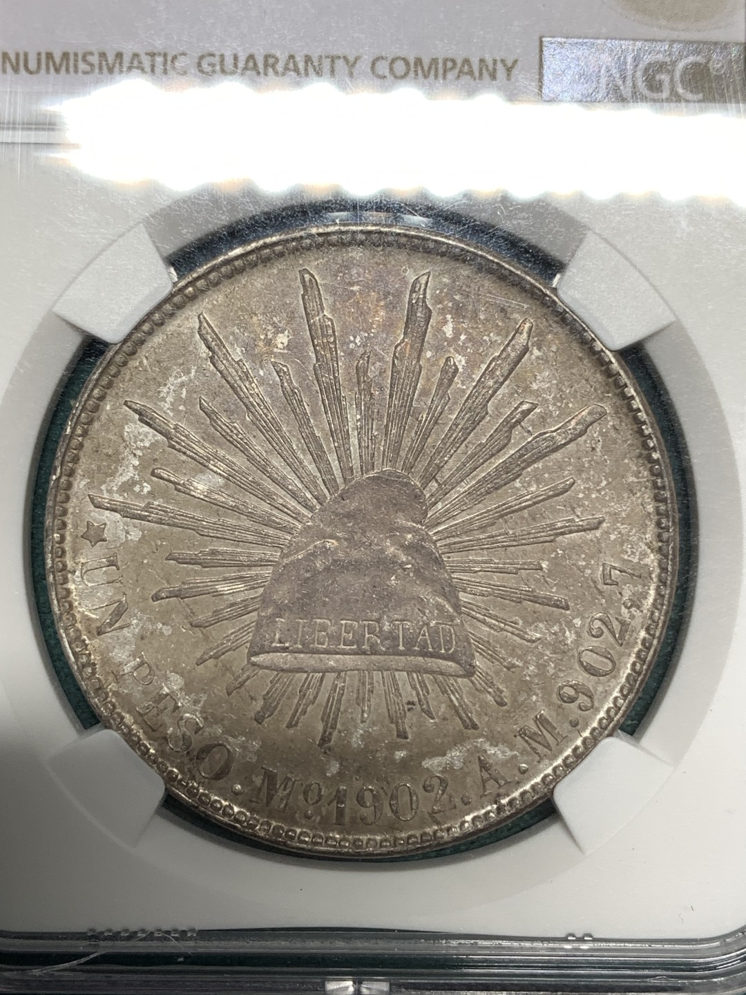 《竞宝斋》第167场-周日，周一，周四 3场 (全场包邮) NGC-MS62 墨西哥 1902MO AM 1比索 直边鹰洋 大银币 深彩包浆 难得