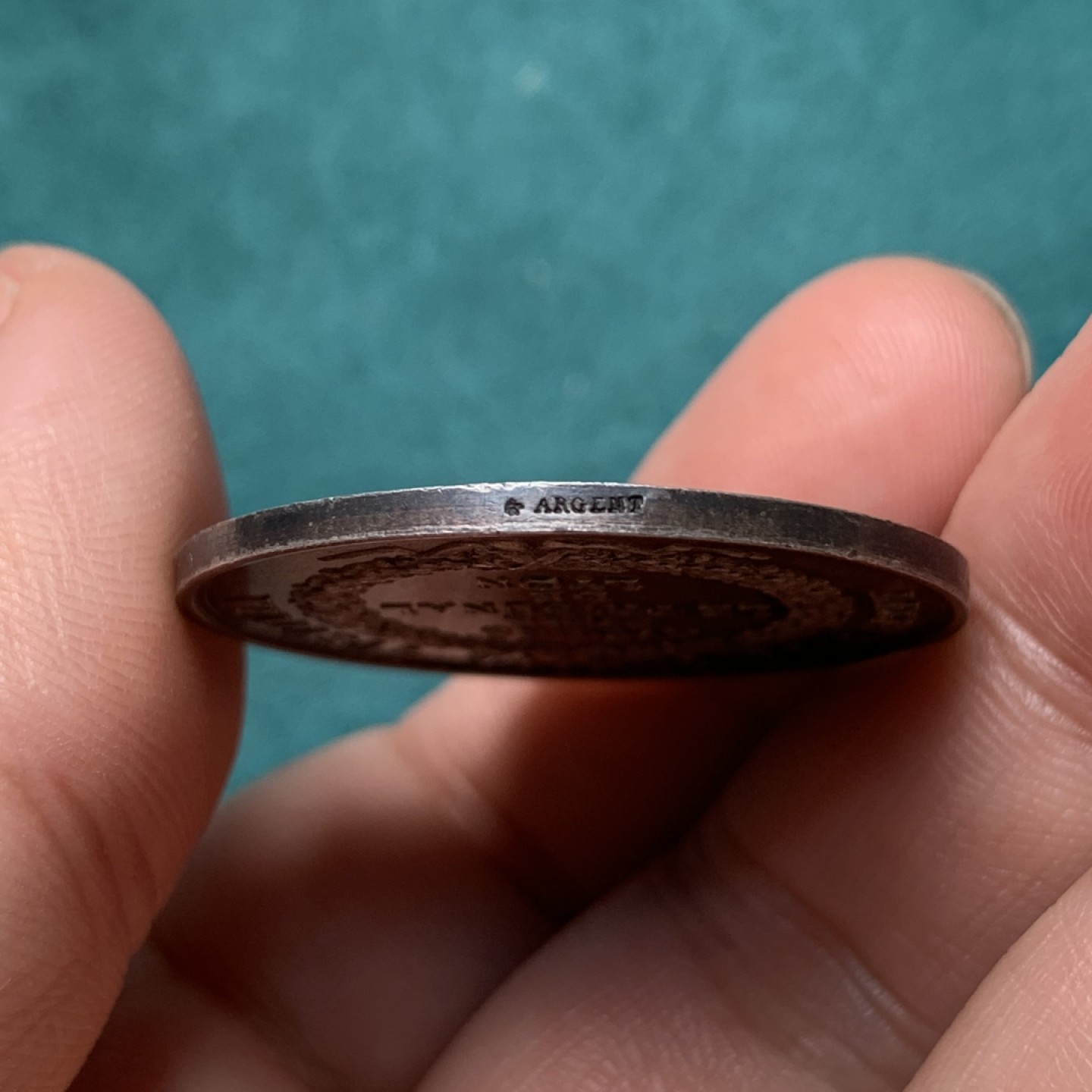 《竞宝斋》第167场-周日，周一，周四 3场 (全场包邮) 法国 1860-1879 里昂法院 银质代币 蜜蜂边铭 深彩包浆 银标 24.5mm 12.2克