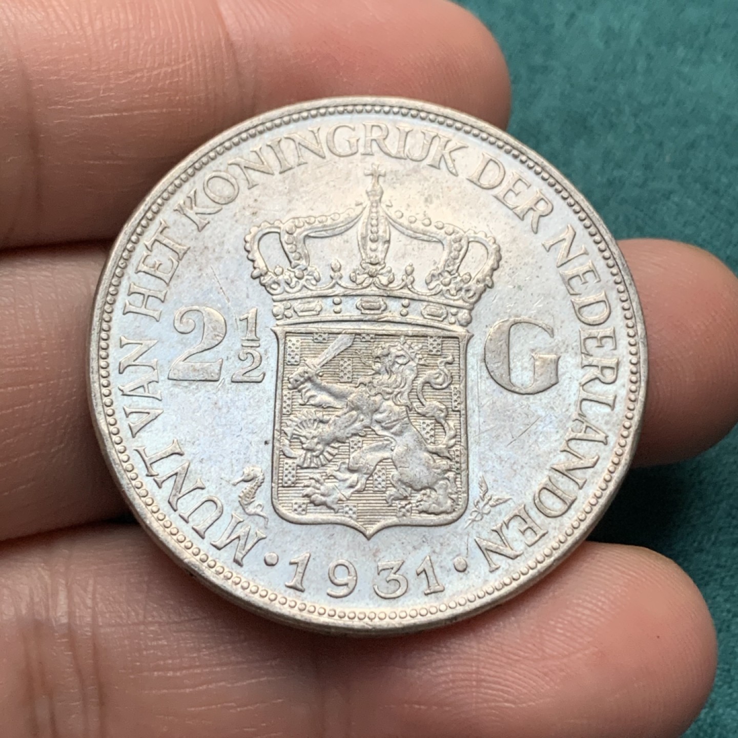 《竞宝斋》第167场-周日，周一，周四 3场 (全场包邮) 1931年荷兰威廉明娜2.5盾大银币，品相佳