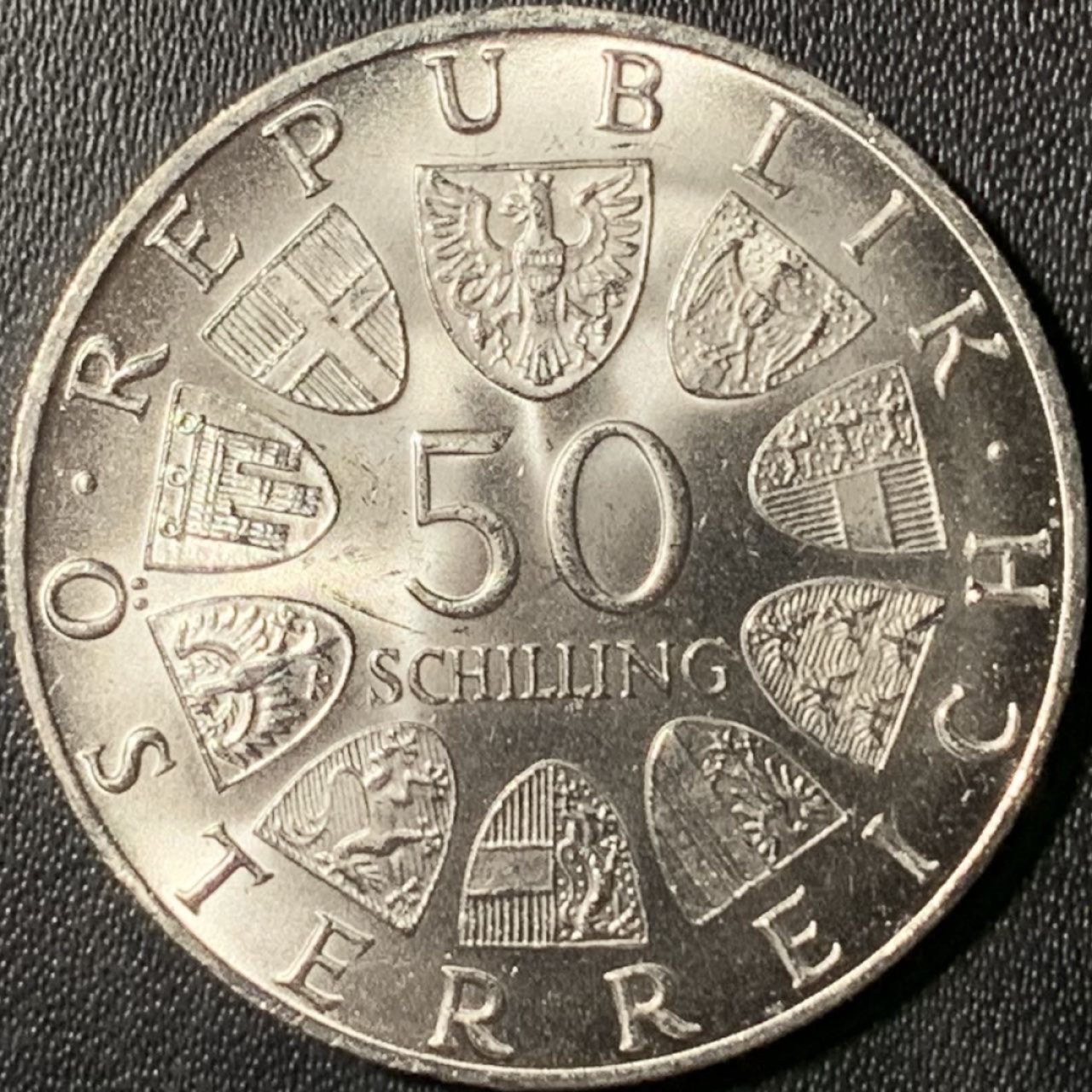 紫瑗钱币——第294期拍卖 奥地利 1968年 第二共和国建国50周年 50先令 20克 0.9银 UNC