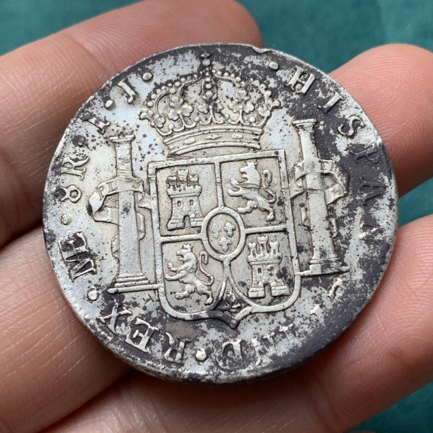 《竞宝斋》第167场-周日，周一，周四 3场 (全场包邮) 1801年卡洛斯四十8R老双柱银币 本洋 天字戳 币面还带点光