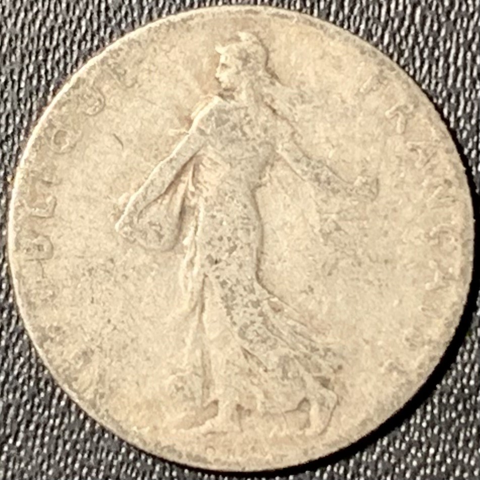 紫瑗钱币——第294期拍卖 法国 1910年 播种女神 50分 2.5克 0.835银