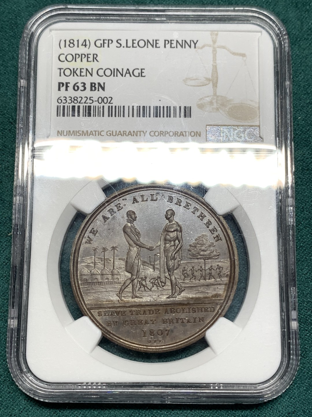 《竞宝斋》第167场-周日，周一，周四 3场 (全场包邮) NGC-PF63BN 塞拉利昂1814年 废奴便士 精制罕见