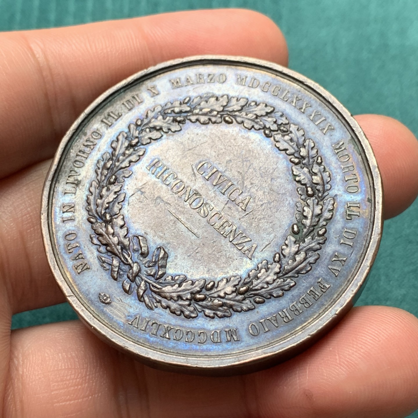 《竞宝斋》第167场-周日，周一，周四 3场 (全场包邮) 1844年 意大利 里窝那 公民纪念铜章 77.1克 49.3mm