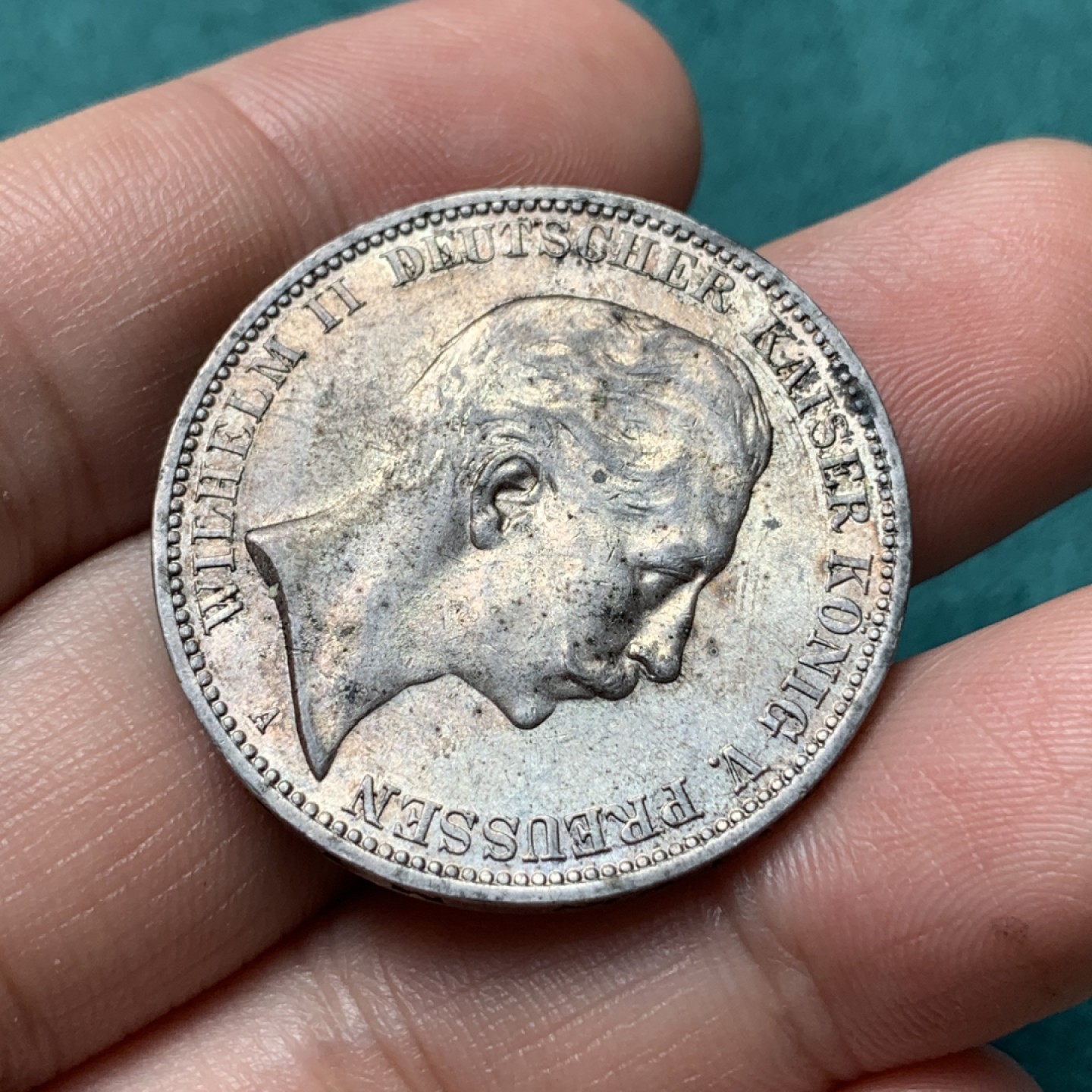 《竞宝斋》第167场-周日，周一，周四 3场 (全场包邮) 1912年 德国 德意志帝国威廉二世三马克银币 转光好品