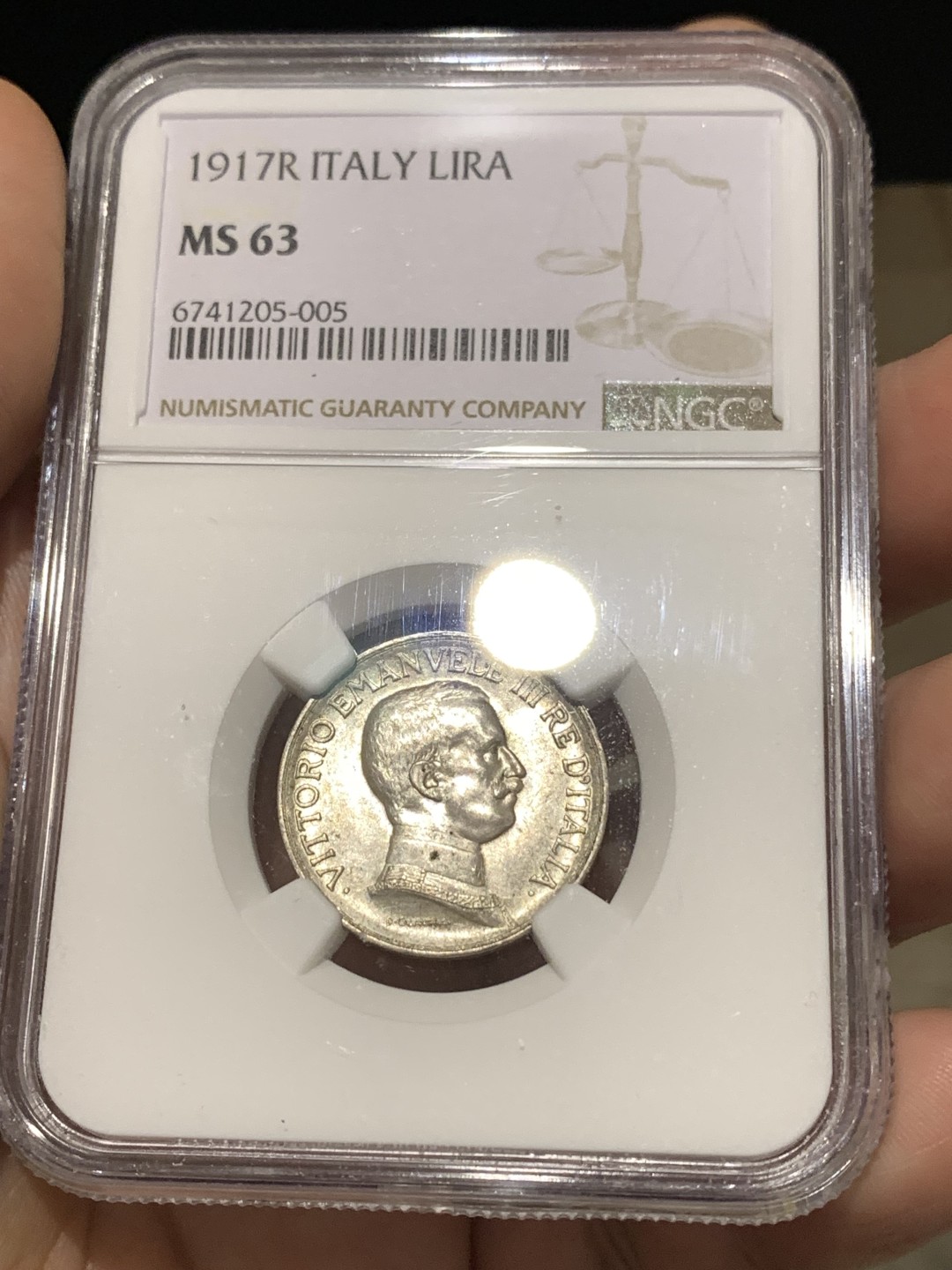 《竞宝斋》第167场-周日，周一，周四 3场 (全场包邮) NGC-MS63 意大利1917年马车一里拉银币，bu黄油光。