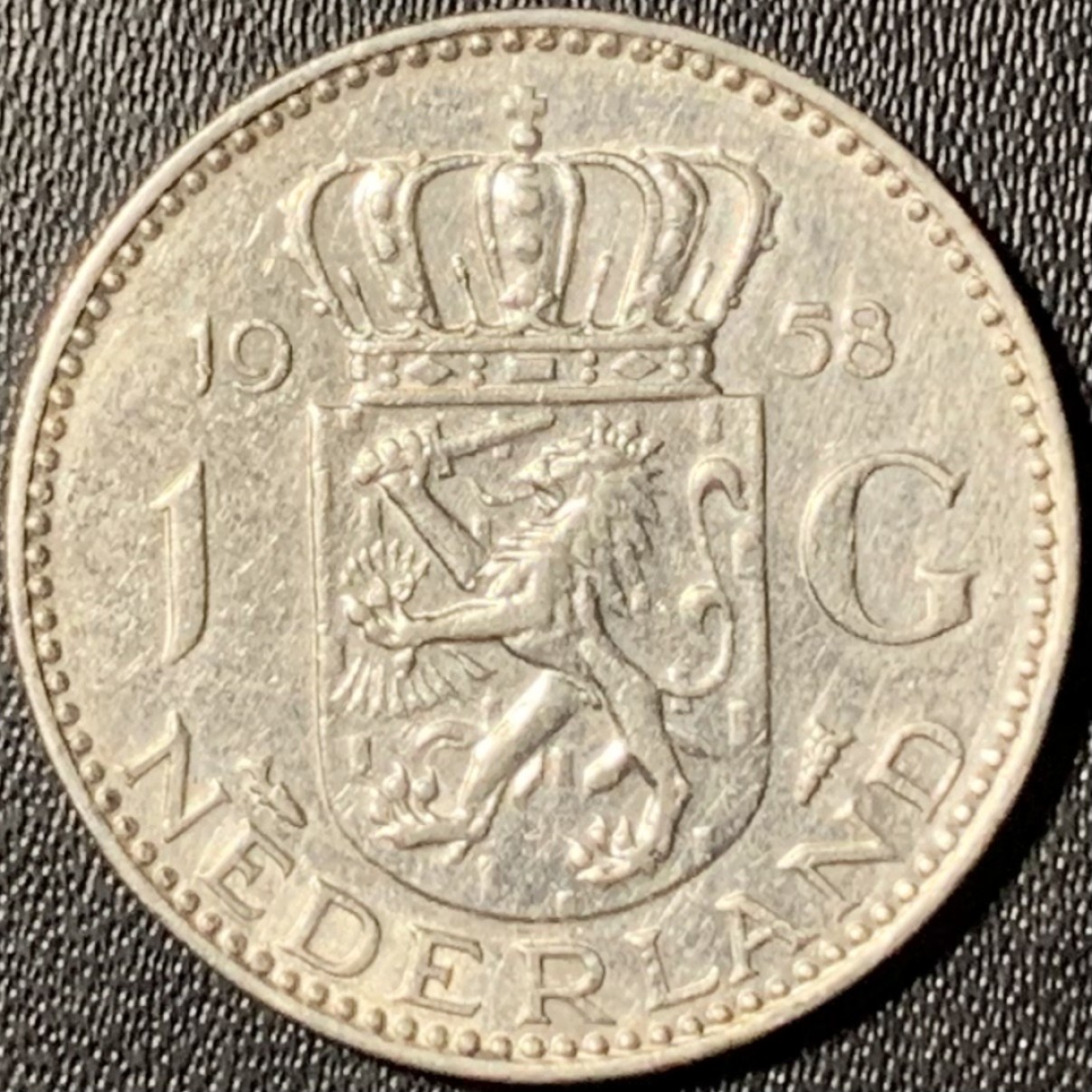 紫瑗钱币——第315期拍卖 荷兰 1958年 朱丽安娜女王 1盾 6.5克 0.72银