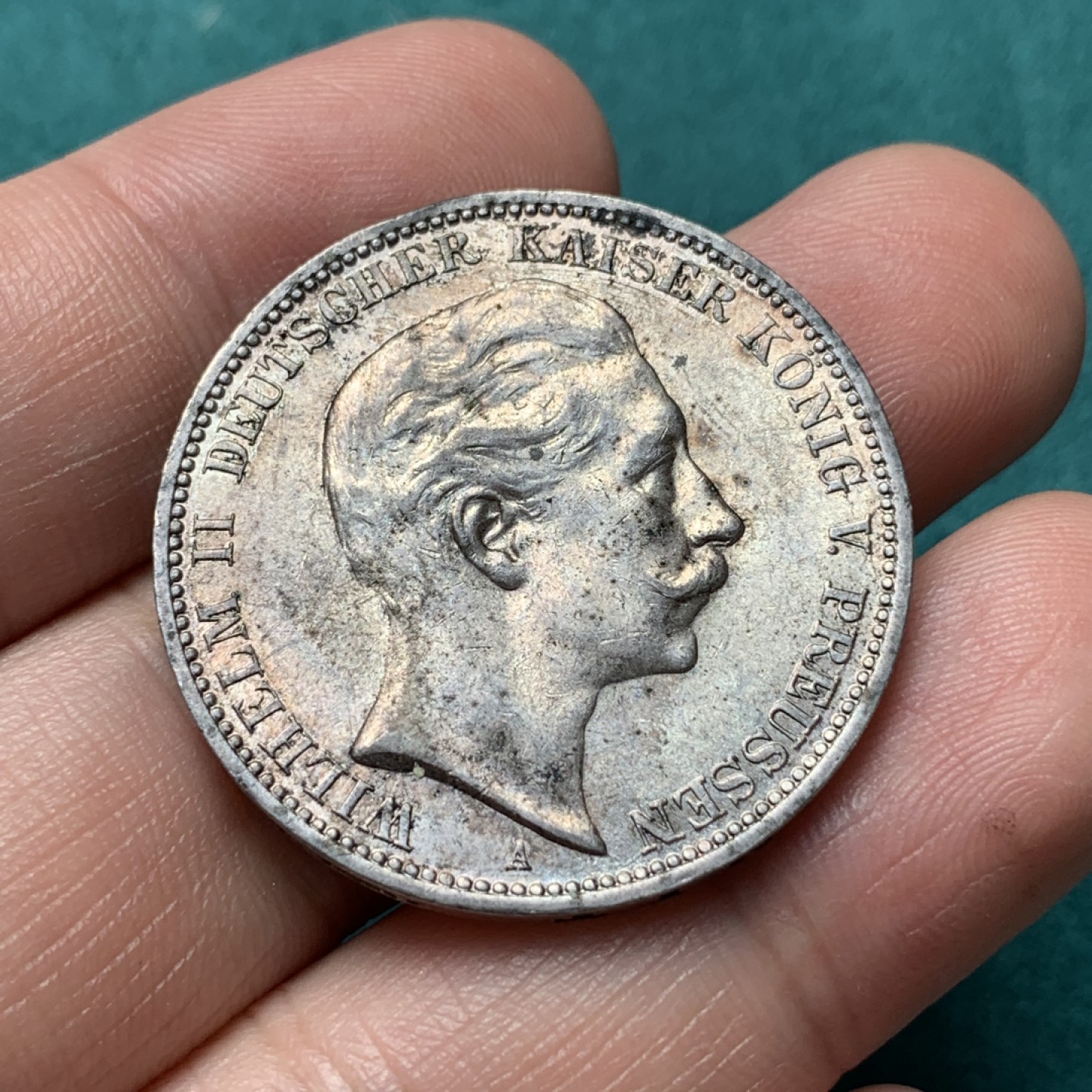 《竞宝斋》第167场-周日，周一，周四 3场 (全场包邮) 1912年 德国 德意志帝国威廉二世三马克银币 转光好品