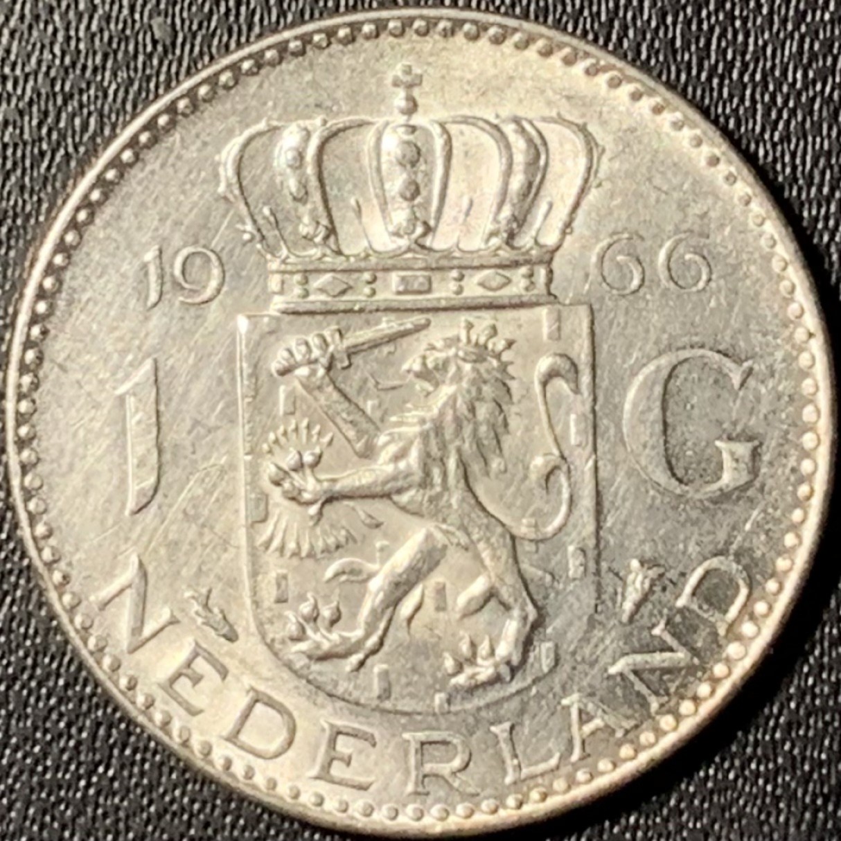 紫瑗钱币——第294期拍卖 荷兰 1966年 朱丽安娜女王 1盾 6.5克 0.72银 UNC