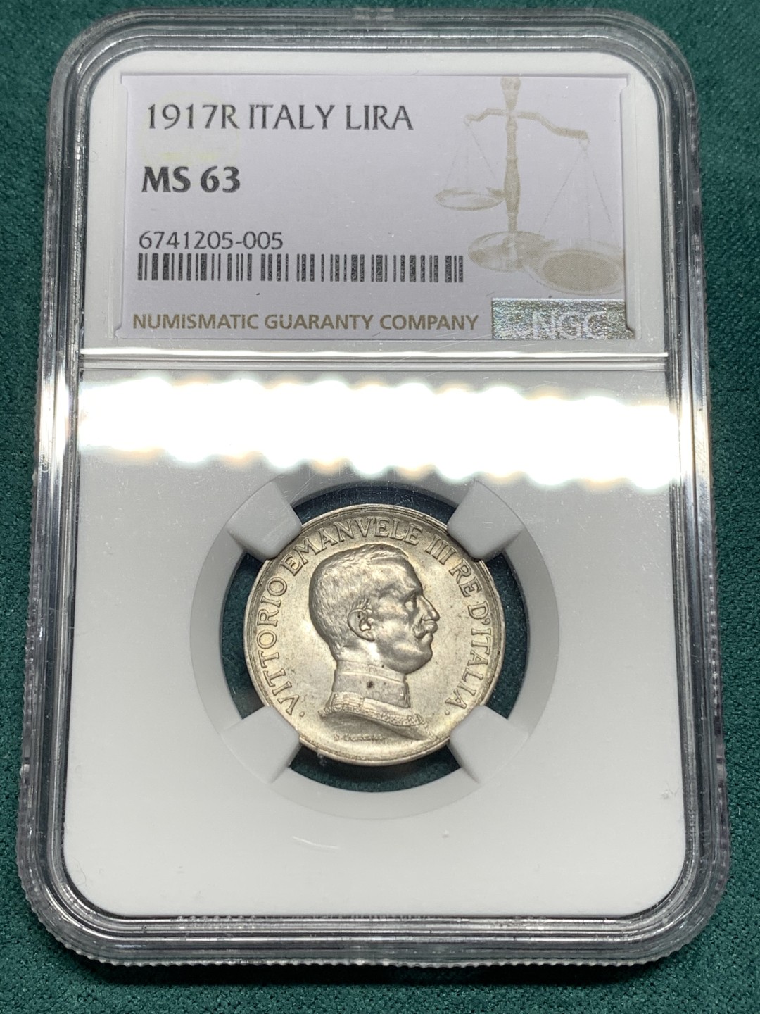 《竞宝斋》第167场-周日，周一，周四 3场 (全场包邮) NGC-MS63 意大利1917年马车一里拉银币，bu黄油光。