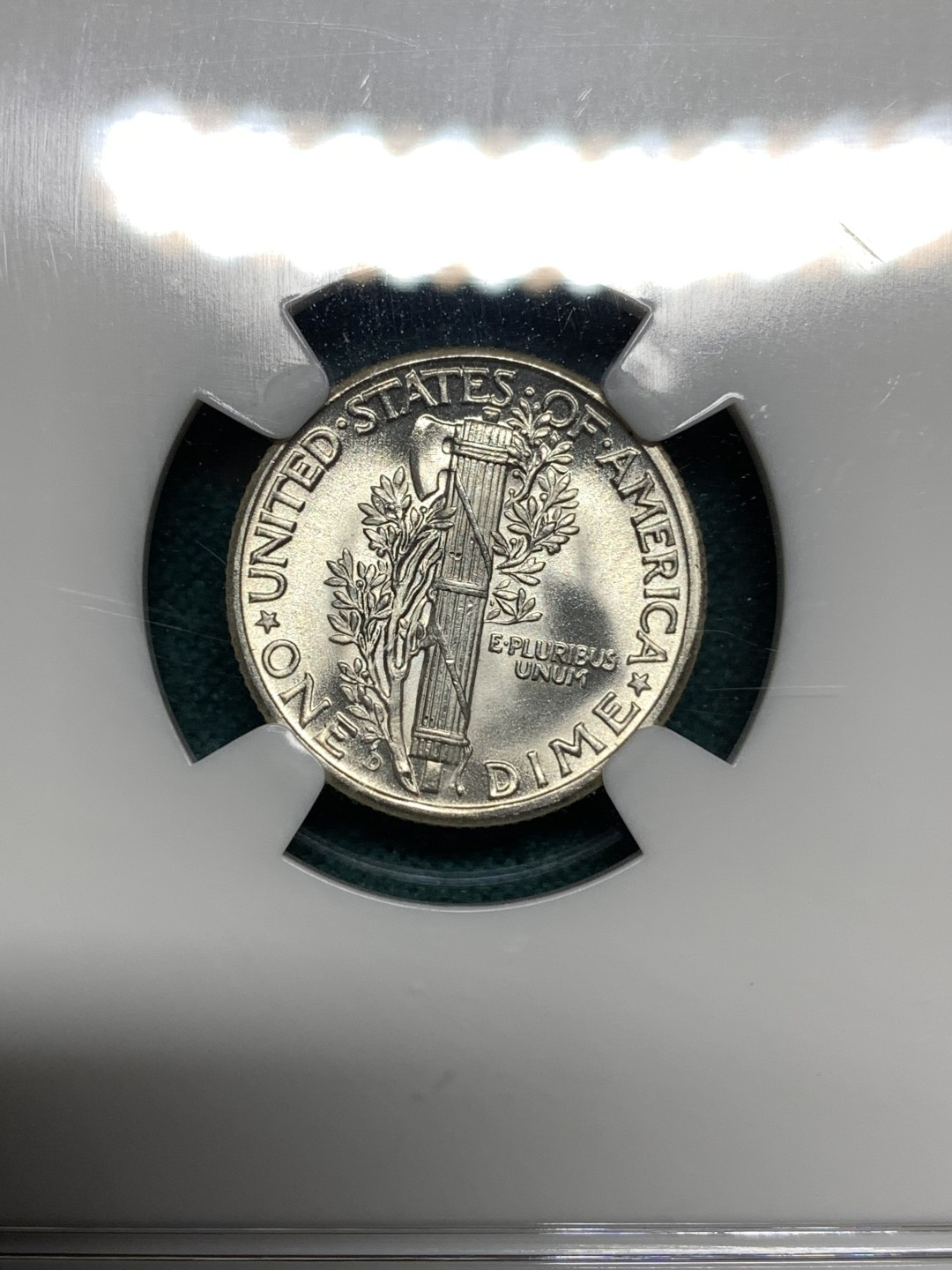 《竞宝斋》第167场-周日，周一，周四 3场 (全场包邮) NGC-MS66FB 1939年 美国 小飞侠 10美分 经典设计 高分 带FB尾缀少见