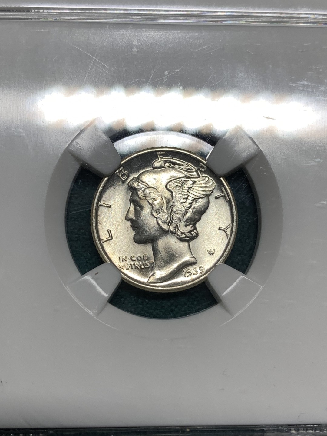 《竞宝斋》第167场-周日，周一，周四 3场 (全场包邮) NGC-MS66FB 1939年 美国 小飞侠 10美分 经典设计 高分 带FB尾缀少见