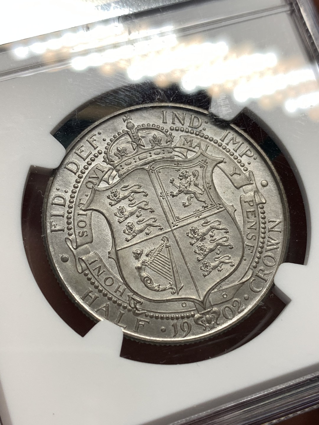 《竞宝斋》第167场-周日，周一，周四 3场 (全场包邮) NGC-PF64MATTE 英国1902年爱德华七世 精制1/2克朗