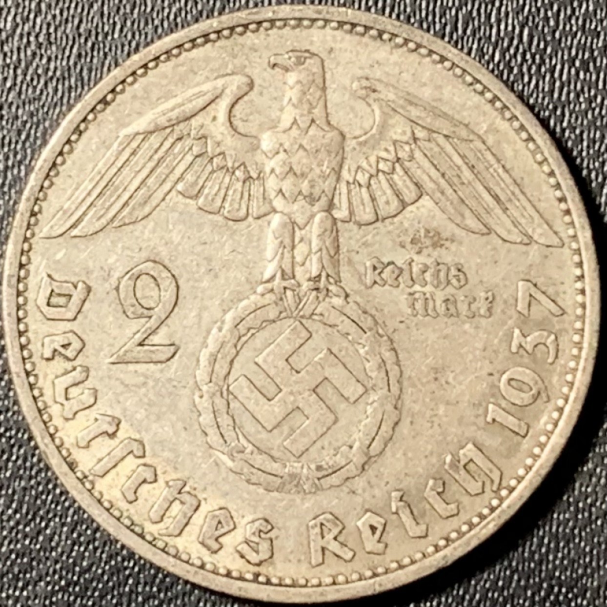 紫瑗钱币——第294期拍卖 德国 1937年 A版 兴登堡 字符 2马克 8克 0.625银