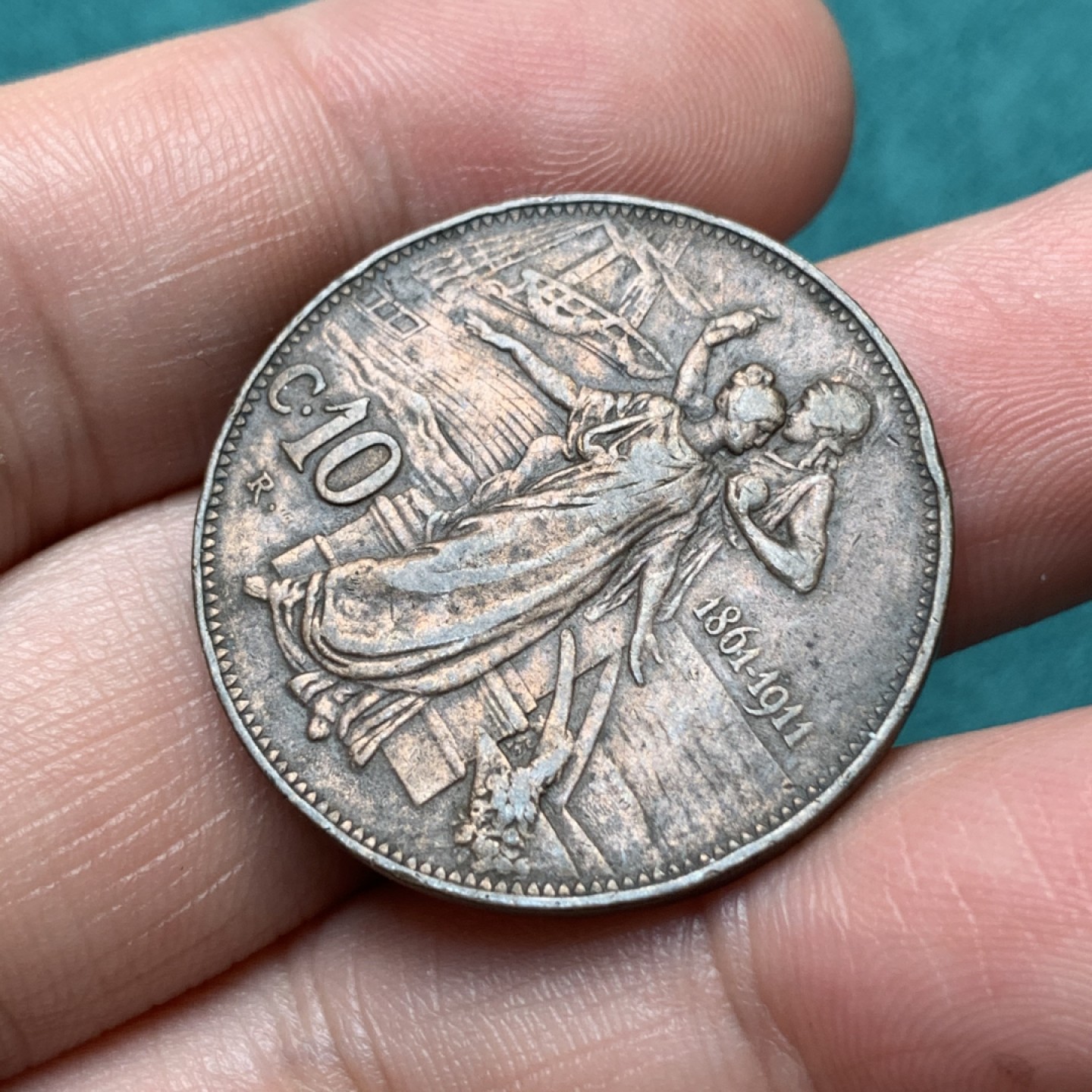 《竞宝斋》第167场-周日，周一，周四 3场 (全场包邮) 1911年拖奶10分建国纪念大铜币，人像面清晰