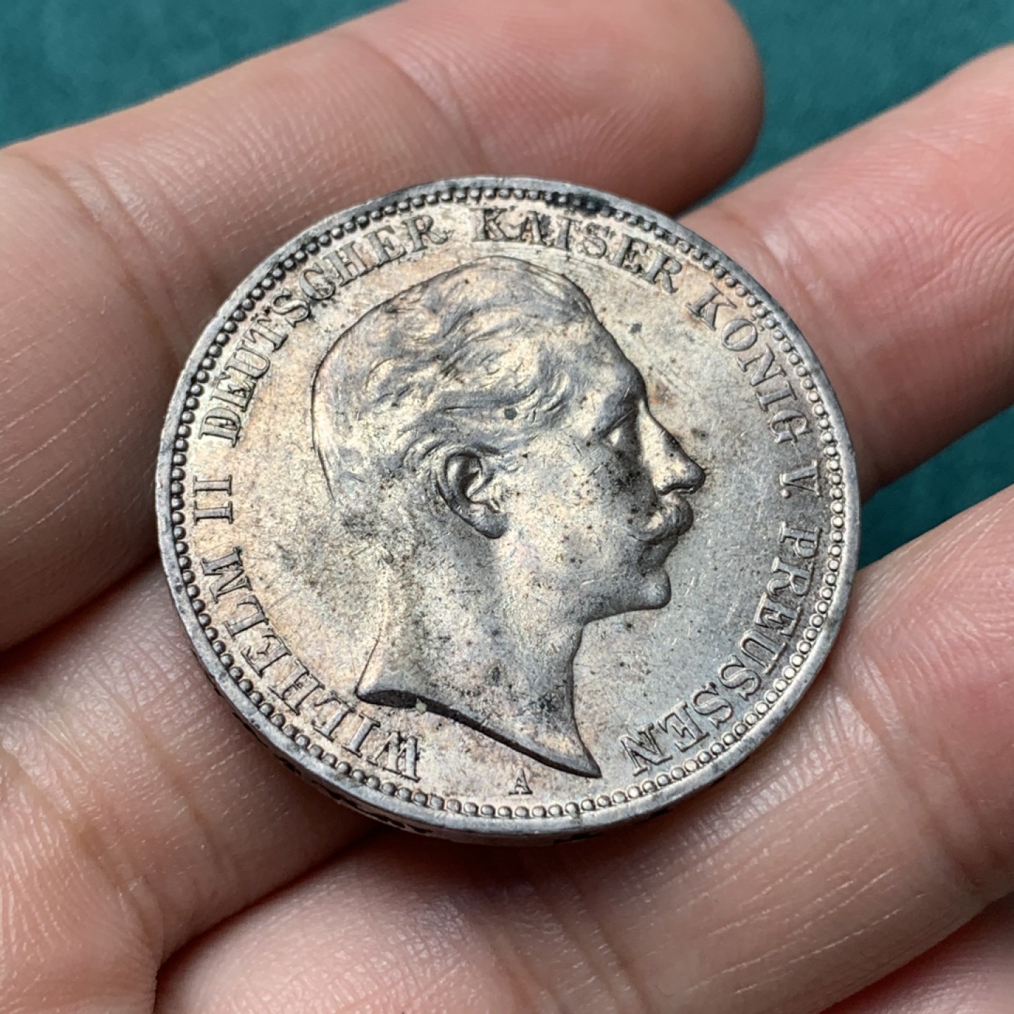 《竞宝斋》第167场-周日，周一，周四 3场 (全场包邮) 1912年 德国 德意志帝国威廉二世三马克银币 转光好品