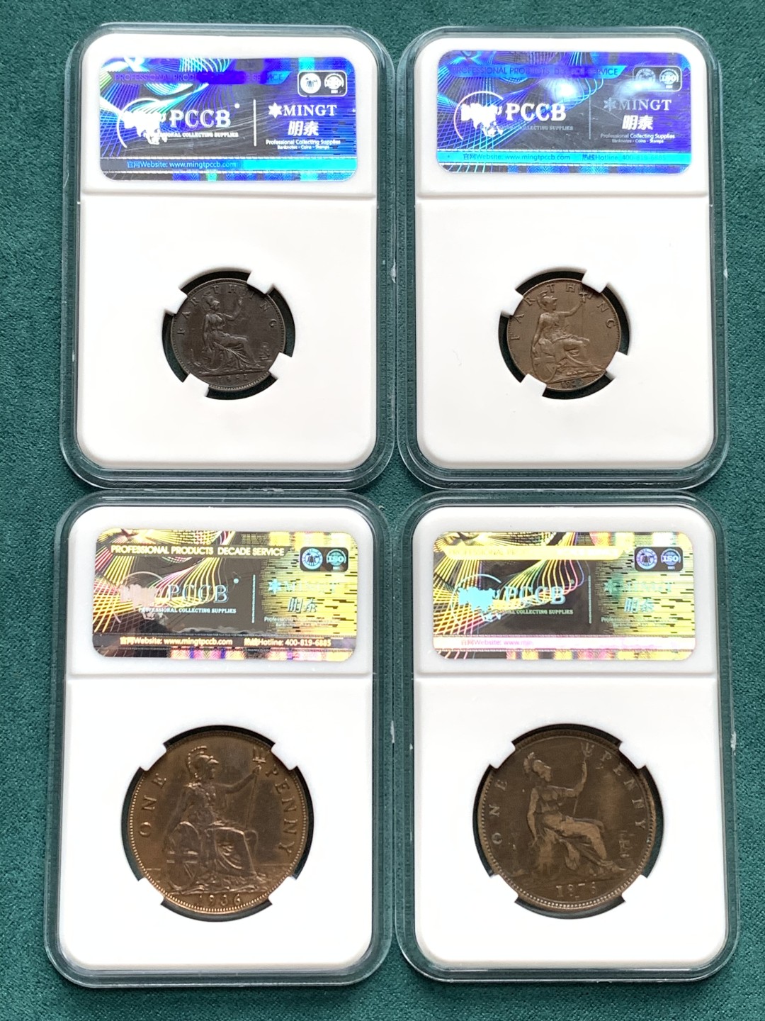 《竞宝斋》第167场-周日，周一，周四 3场 (全场包邮) 英国 铜币4枚一组 2枚1法新铜币 2枚1便士铜币