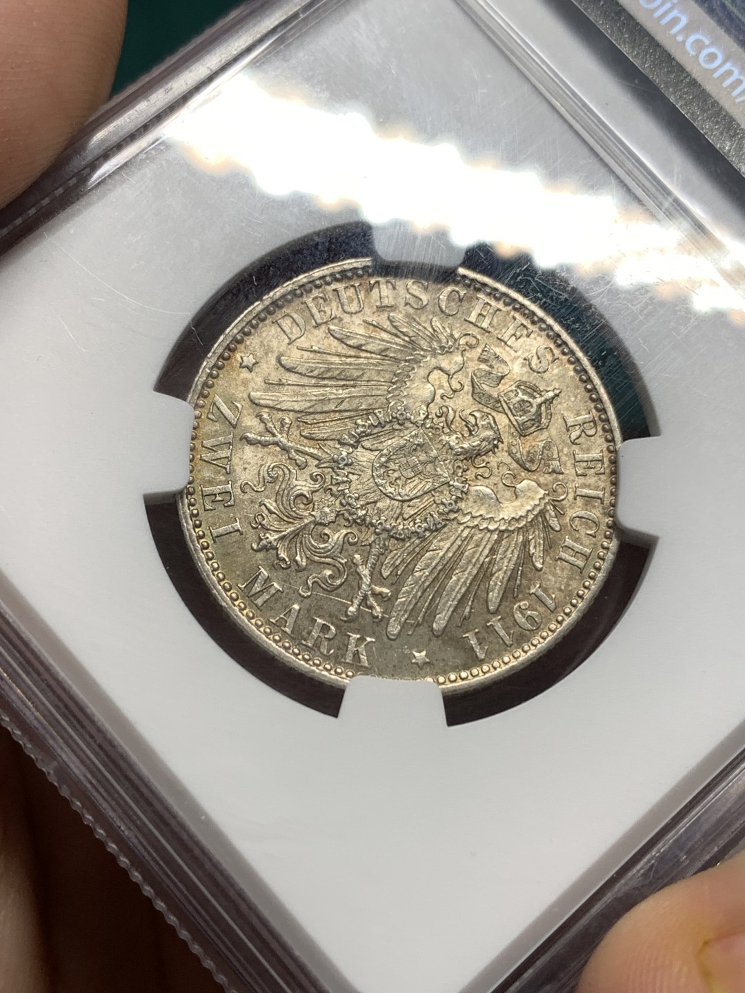 《竞宝斋》第167场-周日，周一，周四 3场 (全场包邮) NGC-MS63 德国 1911年 巴伐利亚 2马克 90大寿 银币 黄油彩