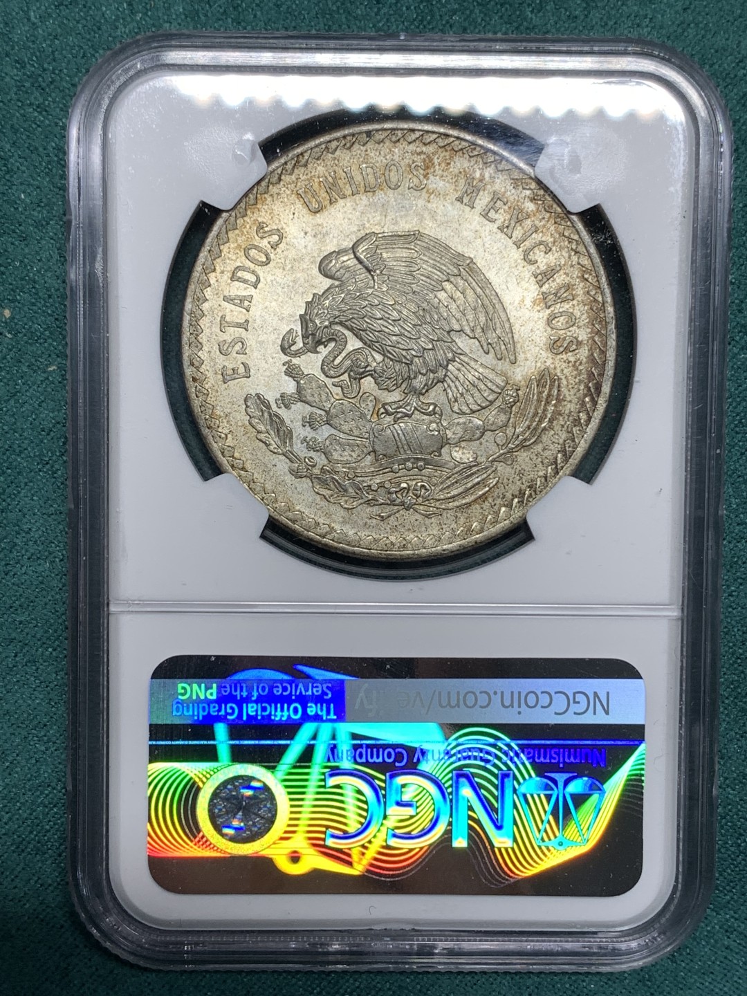 《竞宝斋》第167场-周日，周一，周四 3场 (全场包邮) NGC MS64 墨西哥 印第安人 5比索大银币 原味包浆 上64少