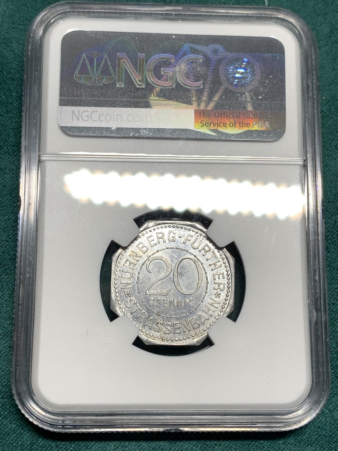 《竞宝斋》第167场-周日，周一，周四 3场 (全场包邮) NGC-MS62 1920 德国紧急状态时期纽伦堡代币 景观不错