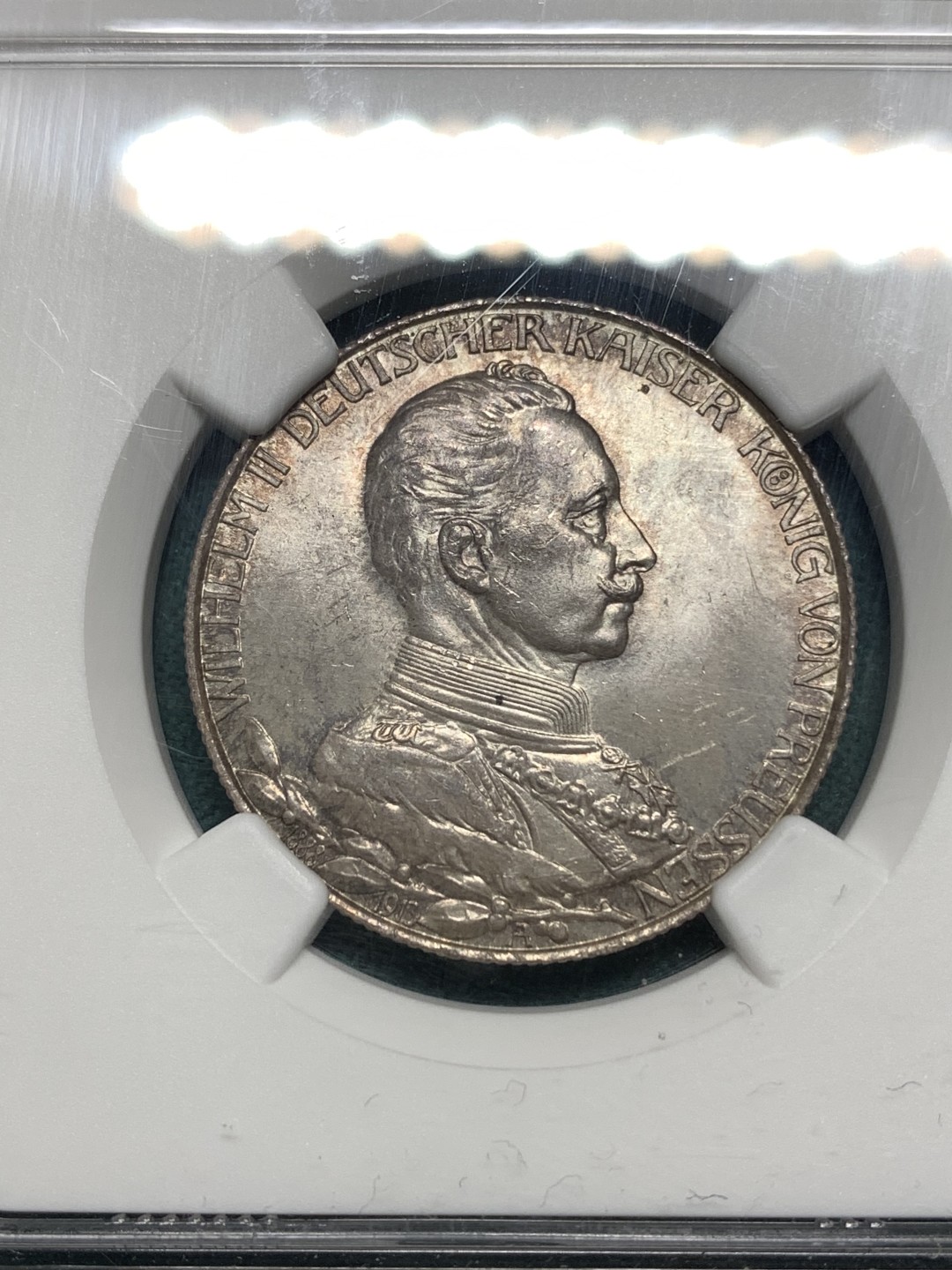 《竞宝斋》第167场-周日，周一，周四 3场 (全场包邮) NGC-MS64 德国 1913年 普鲁士 军装 2马克 银币 好彩