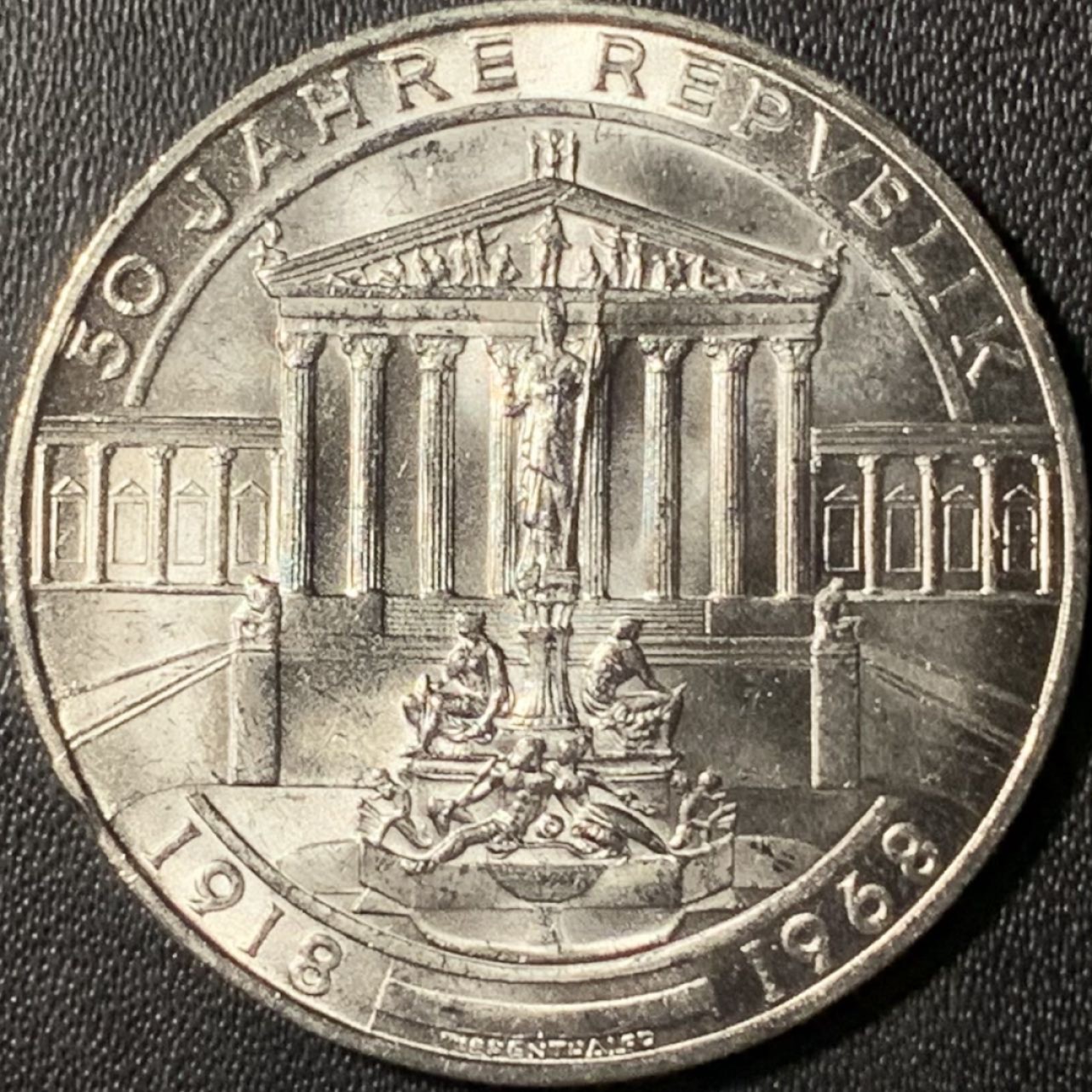 紫瑗钱币——第294期拍卖 奥地利 1968年 第二共和国建国50周年 50先令 20克 0.9银 UNC