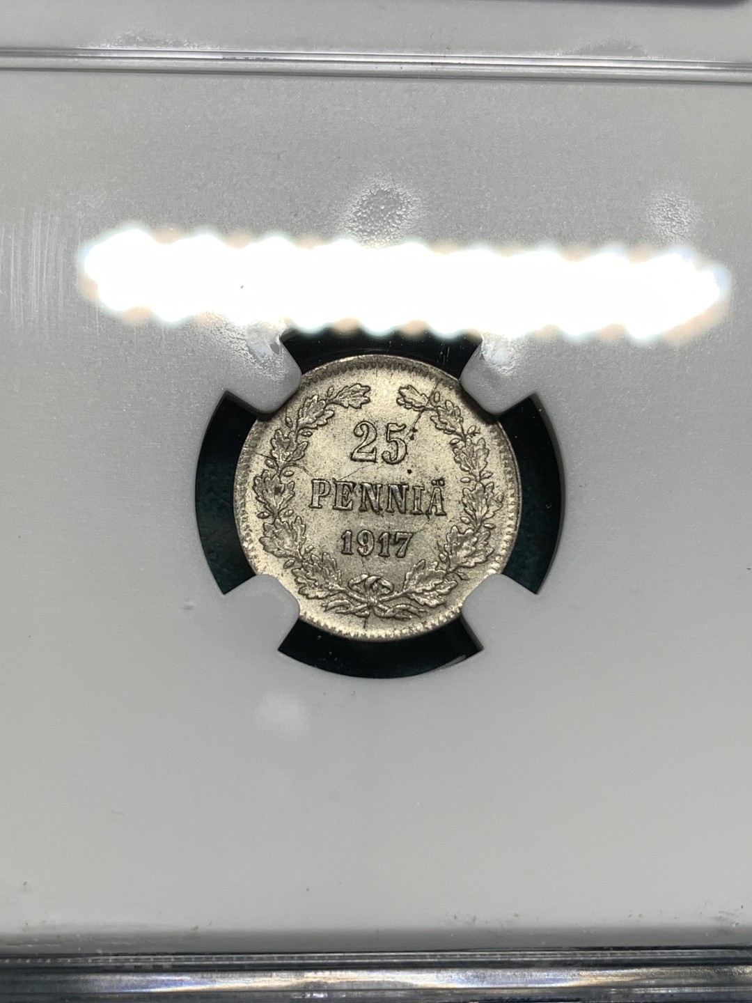 《竞宝斋》第167场-周日，周一，周四 3场 (全场包邮) NGC MS64 1917年 俄占芬兰 25P 银币 味道细节好