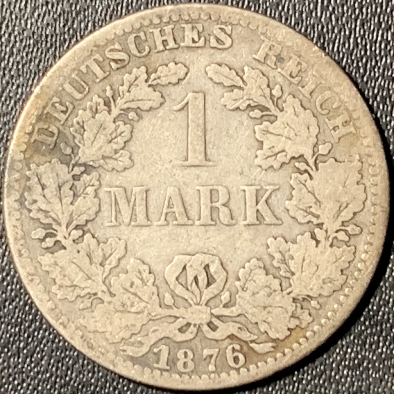 紫瑗钱币——第315期拍卖 德国 1876年 A版 第二帝国 短翅 1马克 5.5克 0.9银