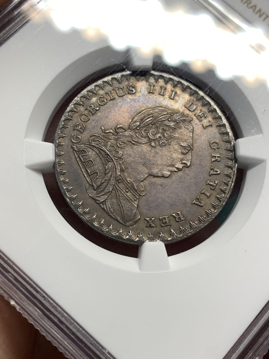 《竞宝斋》第167场-周日，周一，周四 3场 (全场包邮) NGC MS65 英国英格兰银行 1811年 乔治三世 1先令6便士（18便士）银行官方代币 双面紫罗兰包浆 高分难寻 收藏级品相