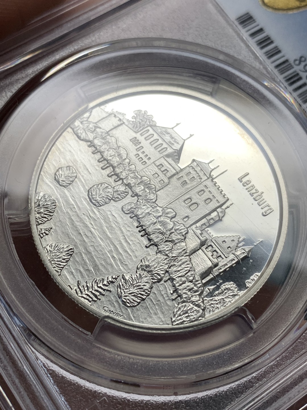 《竞宝斋》第167场-周日，周一，周四 3场 (全场包邮) PCGS-SP66 1960年瑞士 阿尔高射击节 银章 精致工艺 景观设计 很漂亮 背面右侧支撑脚小裂