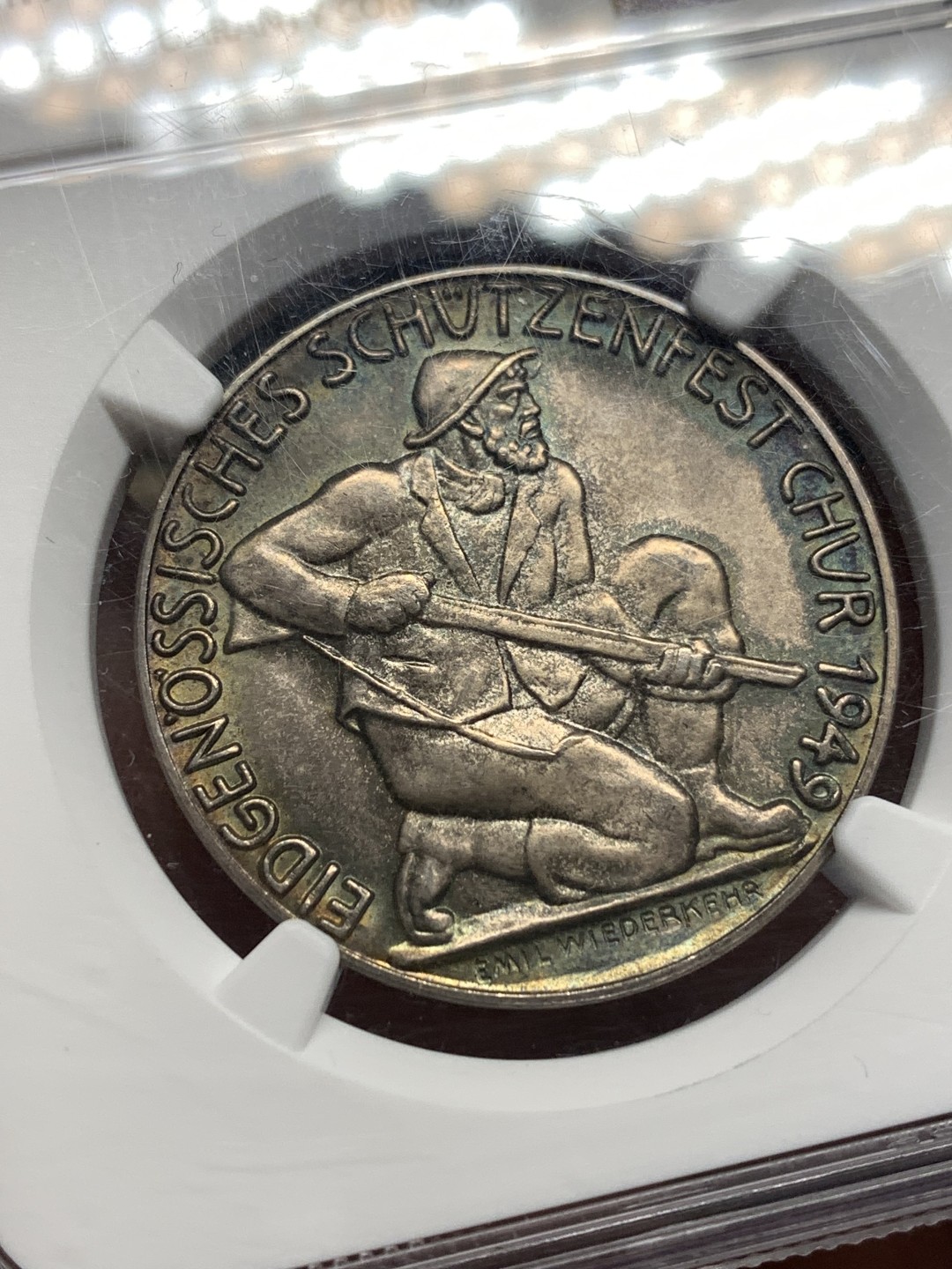 《竞宝斋》第167场-周日，周一，周四 3场 (全场包邮) NGC-MS66 瑞士 1949年格劳宾登射击节银章（发行量小于500枚，亚军分 ）