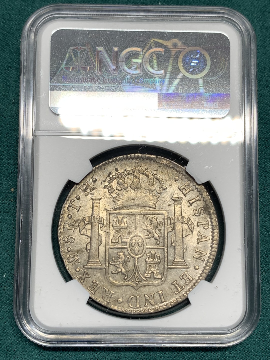 《竞宝斋》第167场-周日，周一，周四 3场 (全场包邮) NGC AU55 墨西哥 1807年 卡四 双柱 大银币 正反深打 底光充分很不错