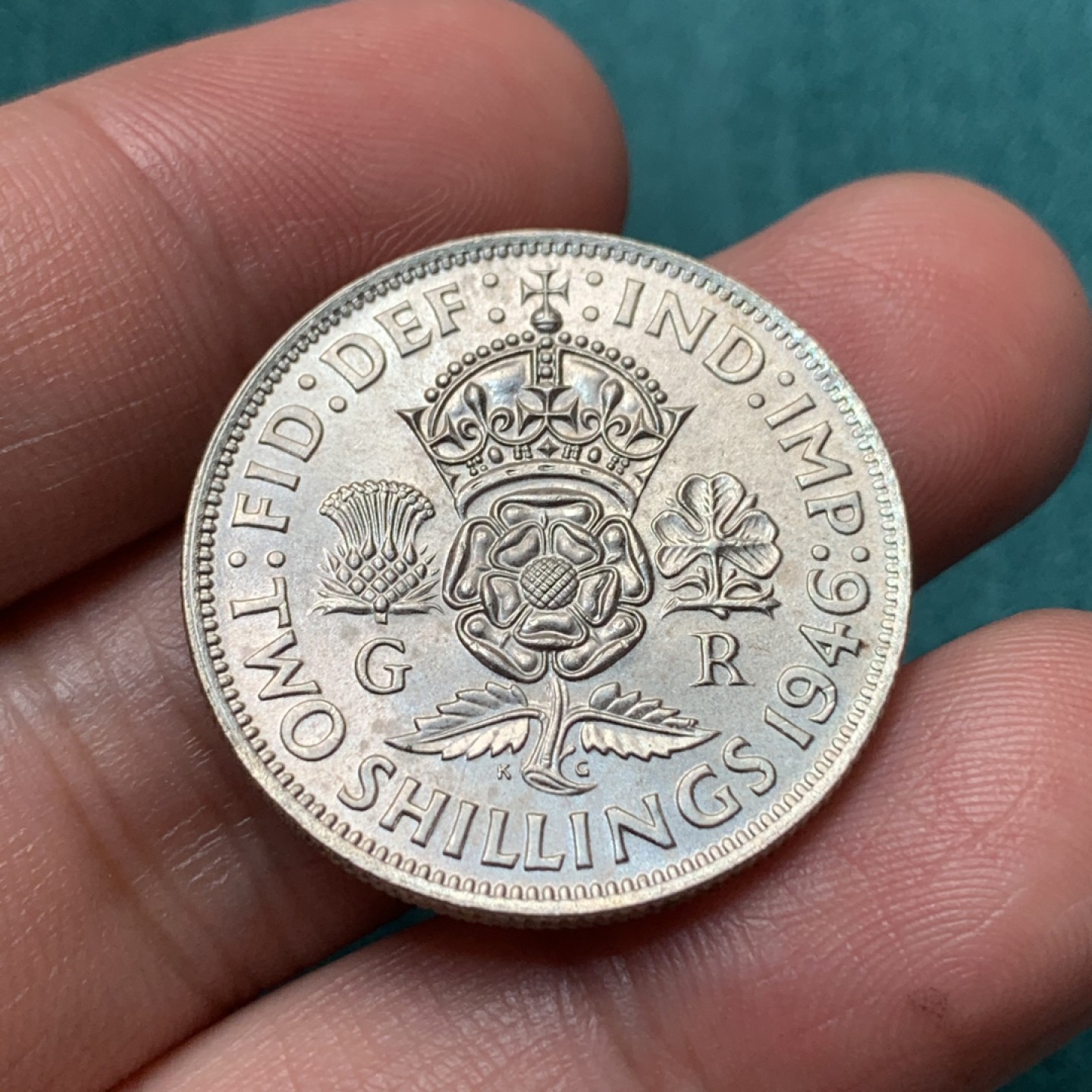 《竞宝斋》第167场-周日，周一，周四 3场 (全场包邮) 英国 1946年 乔六 1福林 银币 未使用品