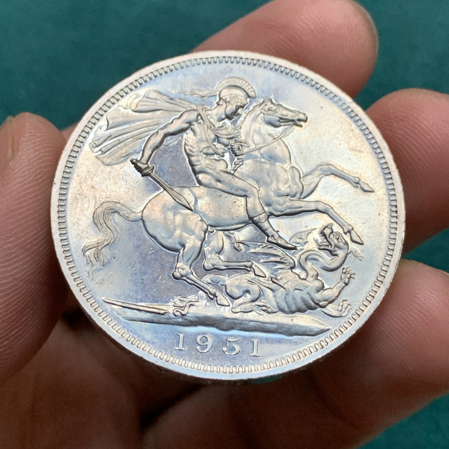 《竞宝斋》第167场-周日，周一，周四 3场 (全场包邮) 英国 1951年 乔治六世 最后的马剑 克朗镍马剑 带红盒