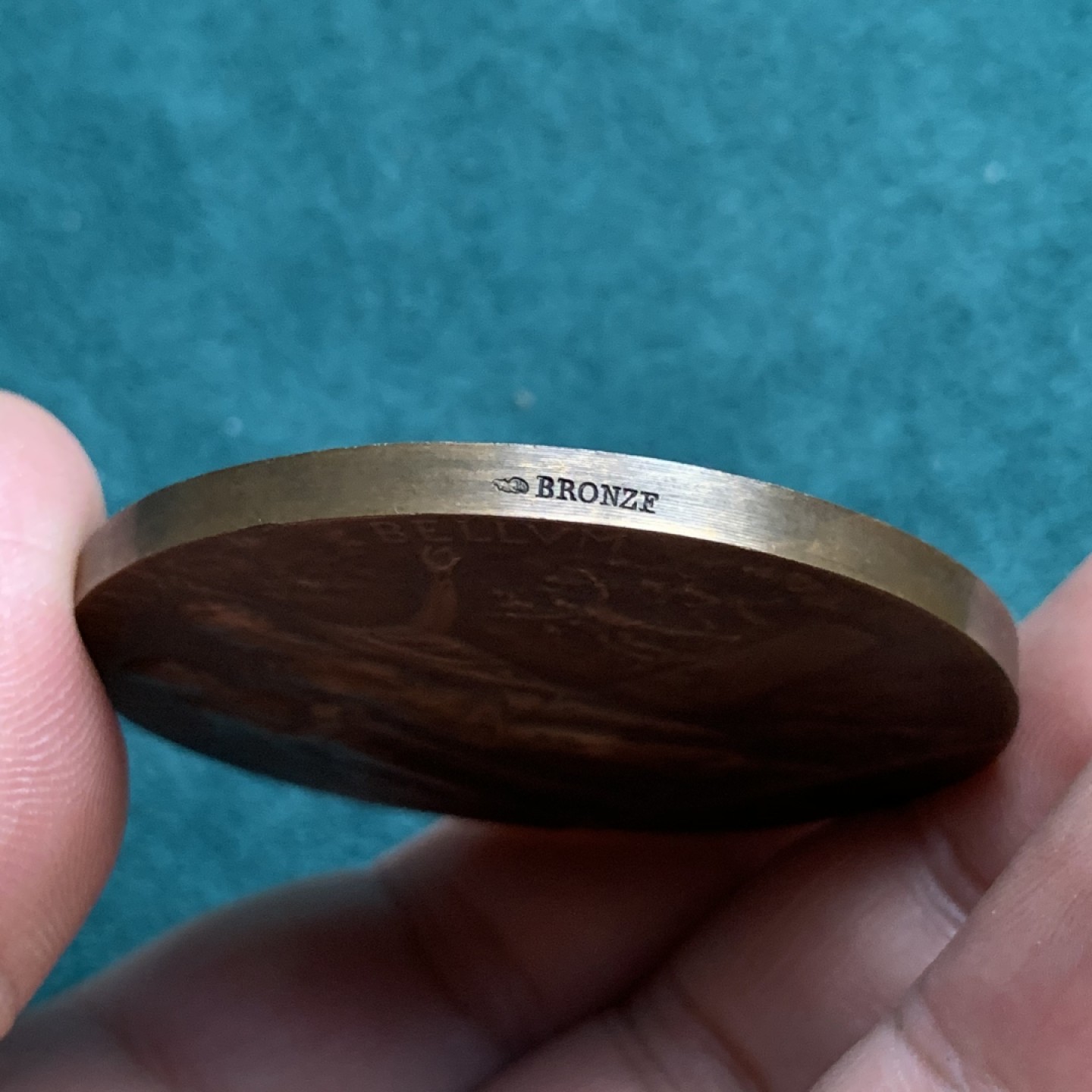 《竞宝斋》第167场-周日，周一，周四 3场 (全场包邮) 法国19世纪 战争准备勇气与力量大铜章，带原盒盒子有暇，底板细节好，边铭丰饶角BR，直径50mm，重65.99g